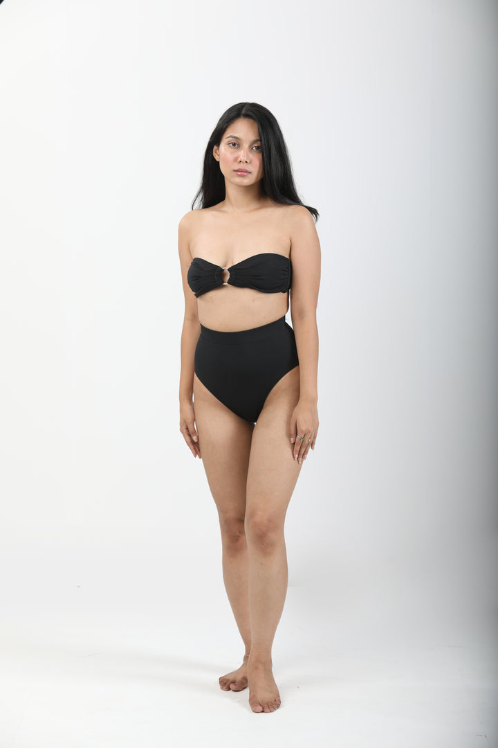 High Waist Bikini Bottom - Black-izsi-IZSI