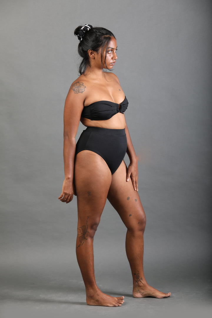 High Waist Bikini Bottom - Black