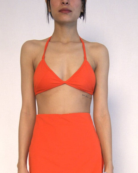 Triangle Bikini Top with Fixed Cups- Orange-Swimwear-IZSI-IZSI