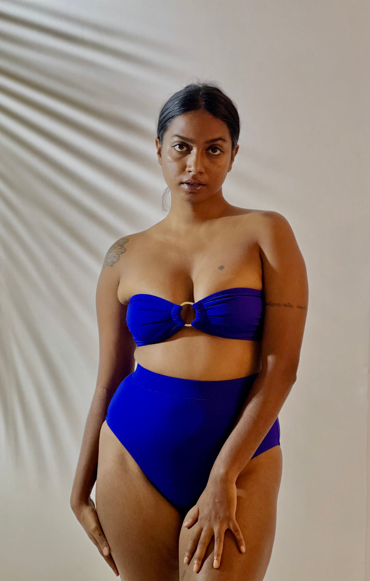 Ring Bikini Top With Removable Halter Straps - Royal Blue-Swimwear-izsi-IZSI
