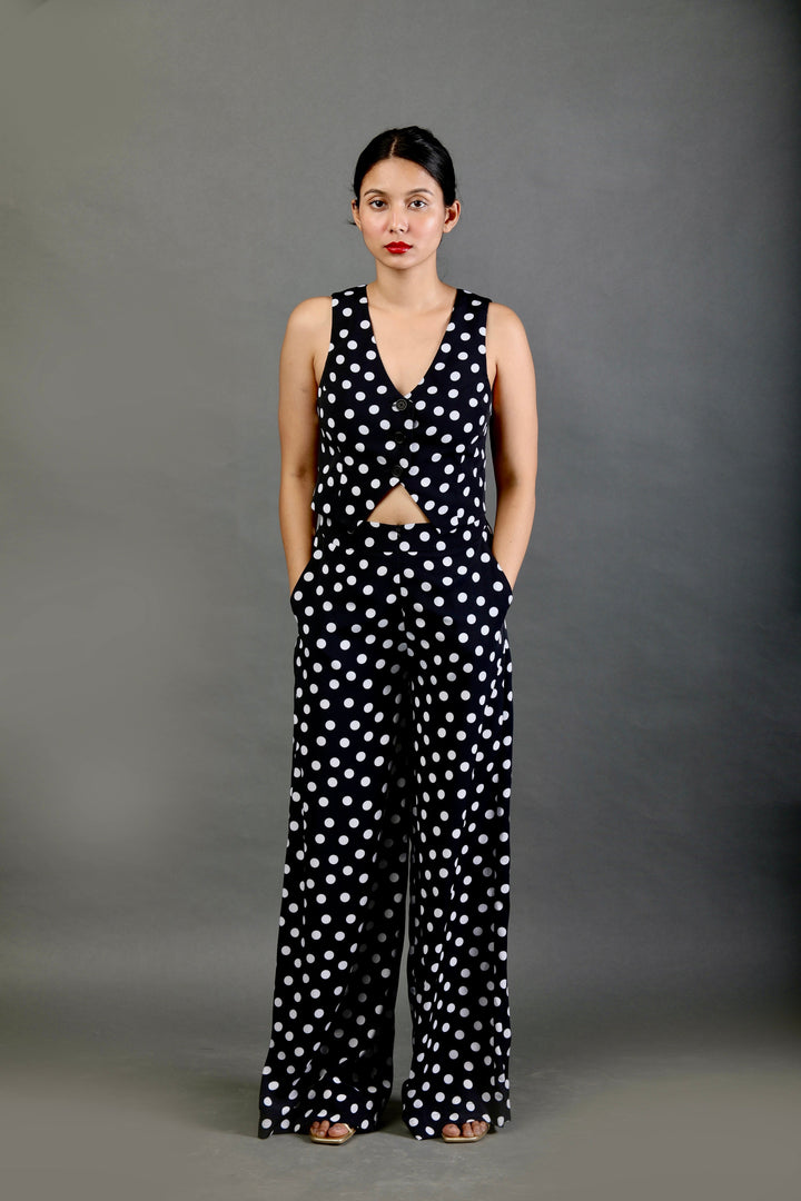 Tailored Waist Coat - Noir Dot-Resortwear-izsi-IZSI