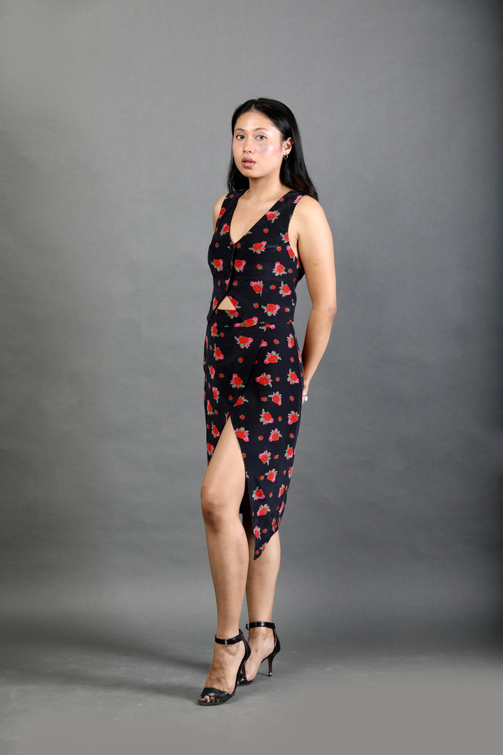 Front Slit Skirt - Rose Bloom-Resortwear-izsi-IZSI