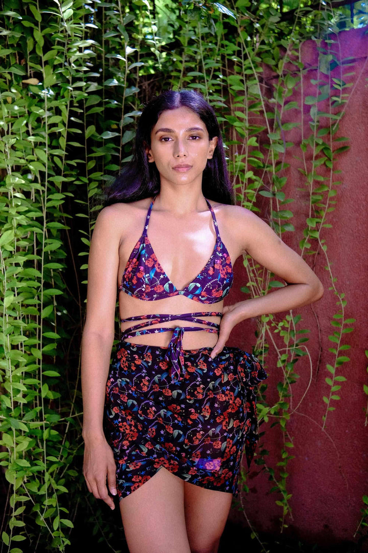 Royal Poinciana Short Tie Up Wrap Over Sarong-izsi-IZSI