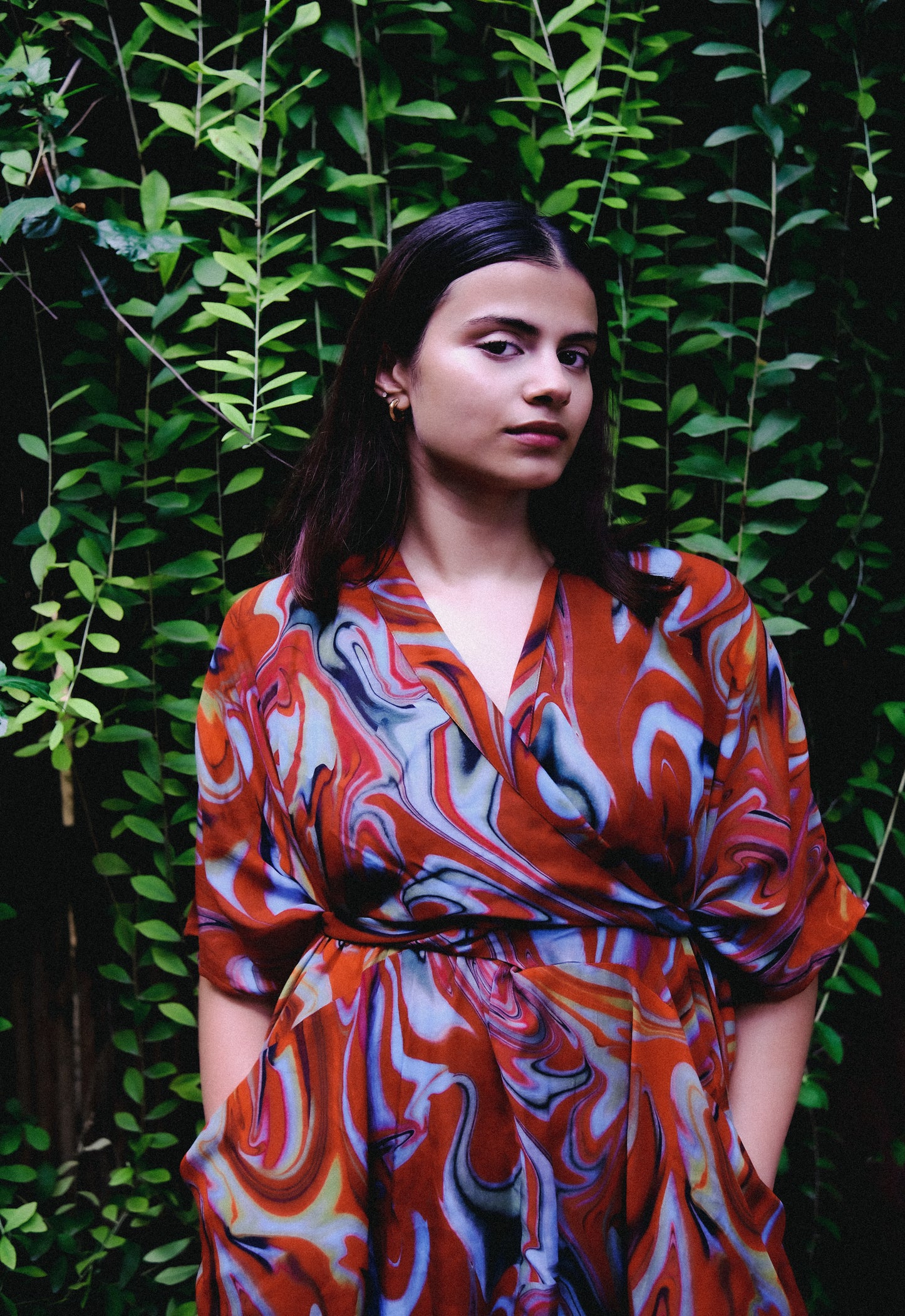 Cayenne Wave Front Or Back Tie Kaftaan Dress