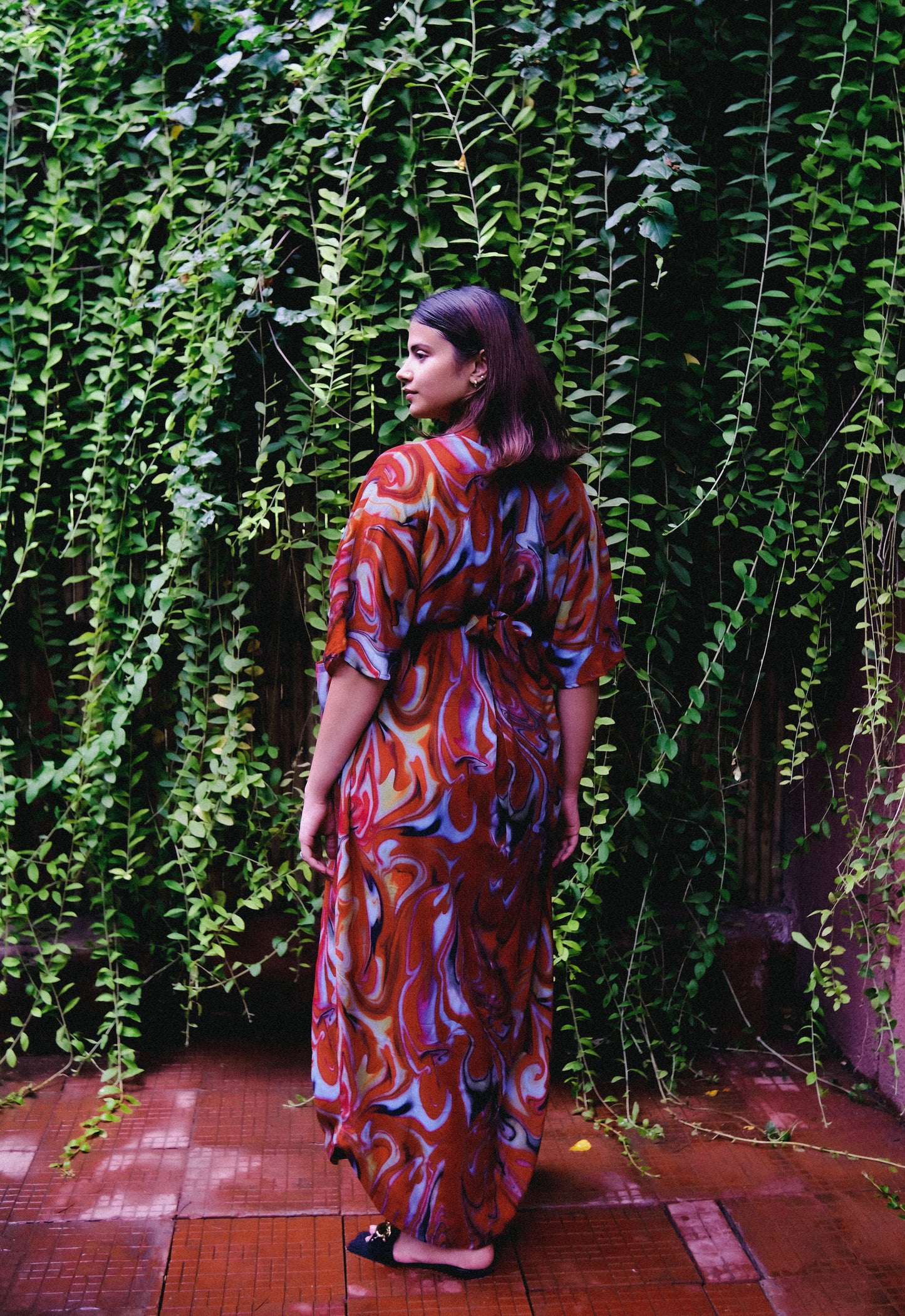 Cayenne Wave Front Or Back Tie Kaftaan Dress