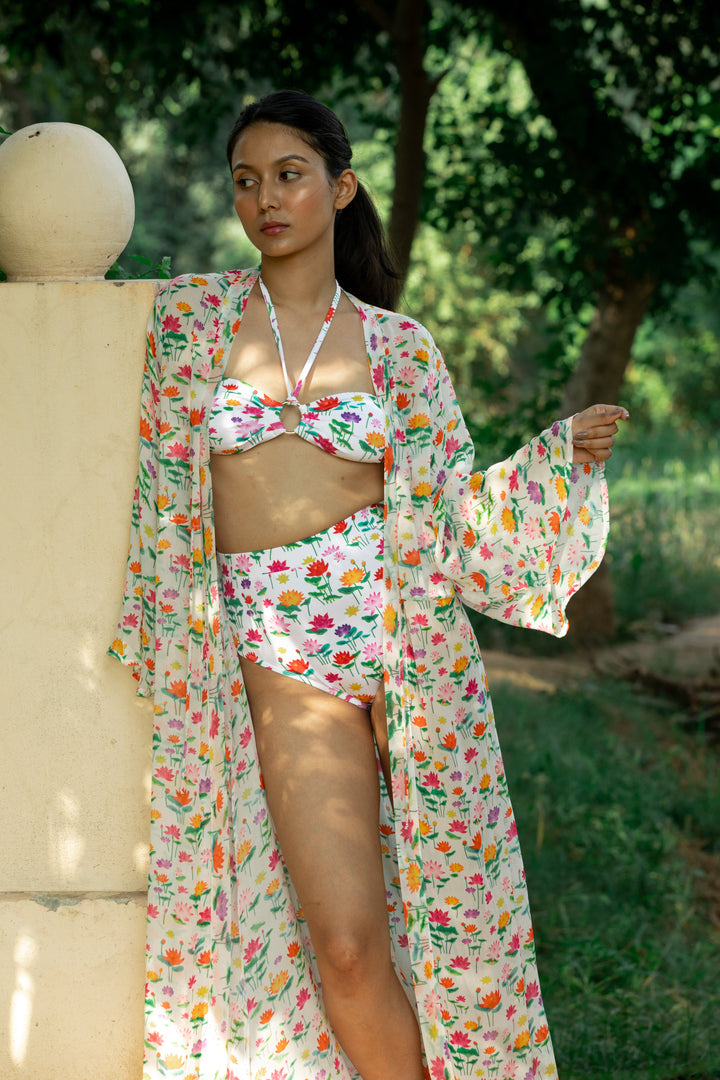 Kaftan with Drawstring Waist - Lotus Sky-Resortwear-izsi-IZSI