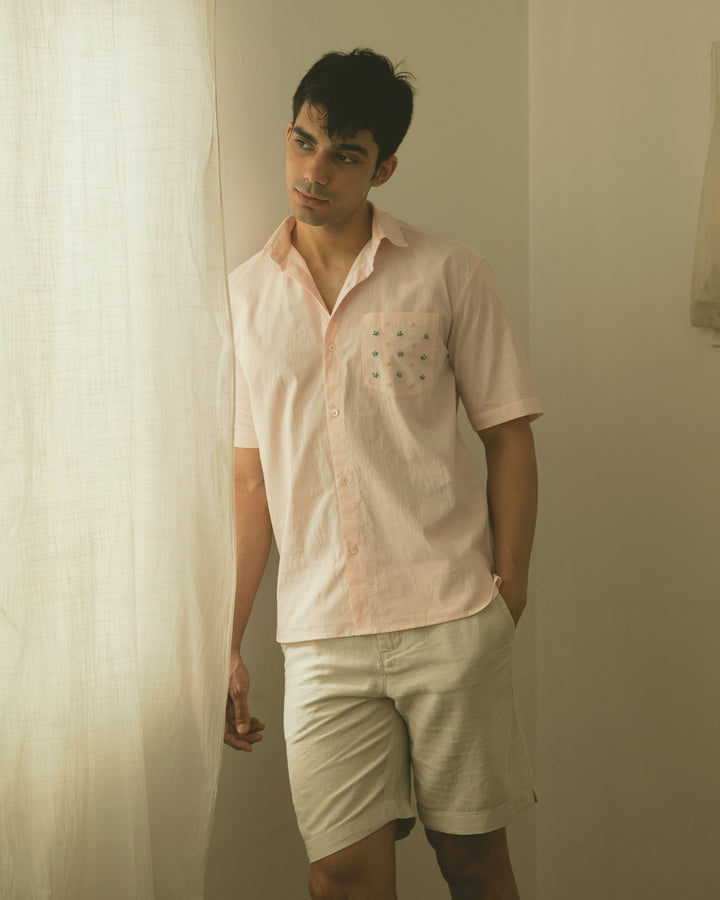 Soft Pink Cotton Shirt-Resortwear-izsi-IZSI