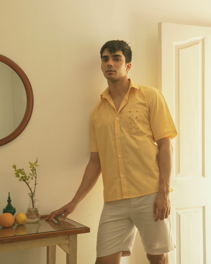 Yellow Cotton Shirt-Resortwear-izsi-IZSI