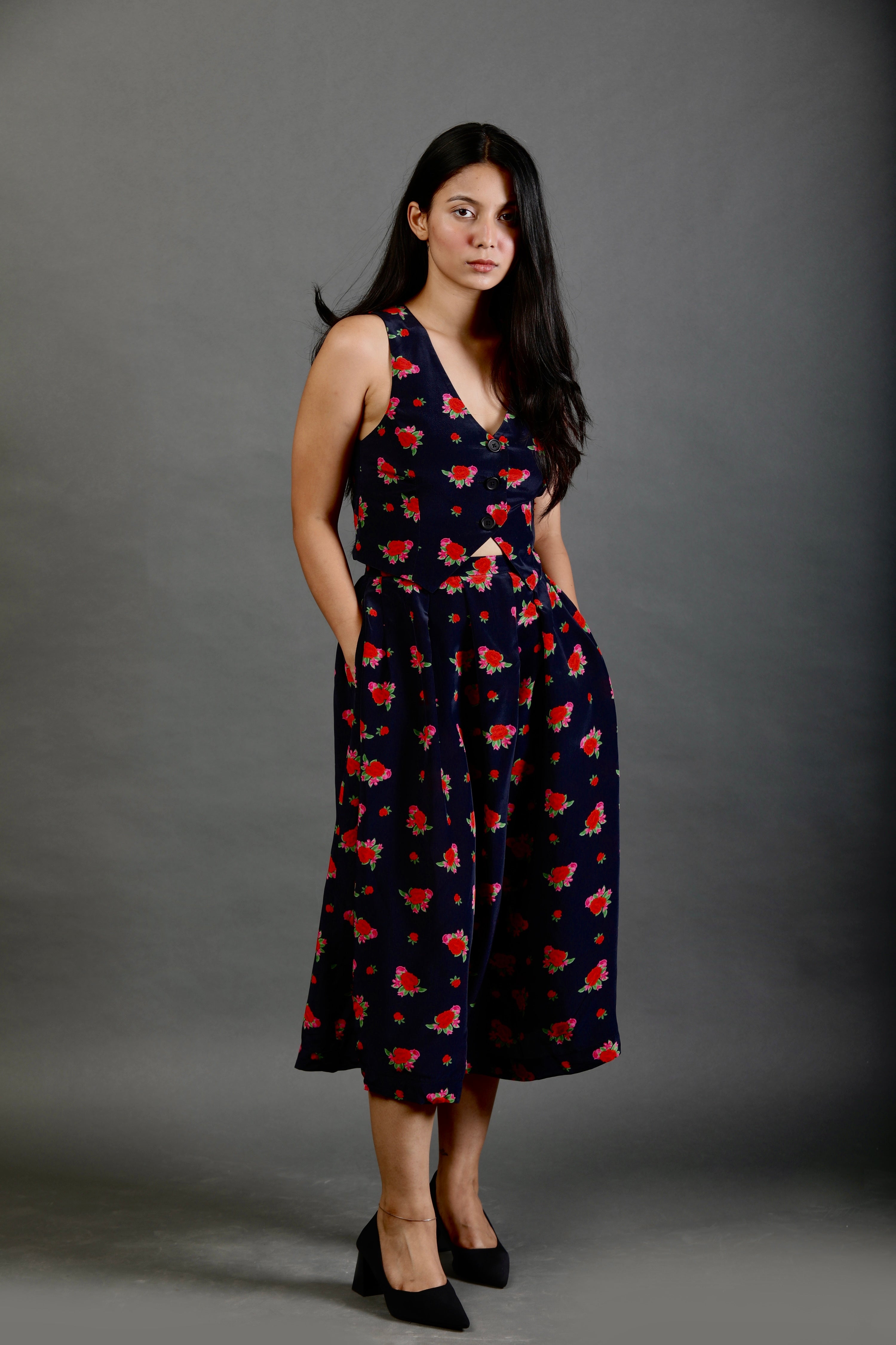 Pleated Skirt with Pockets - Rose Bloom