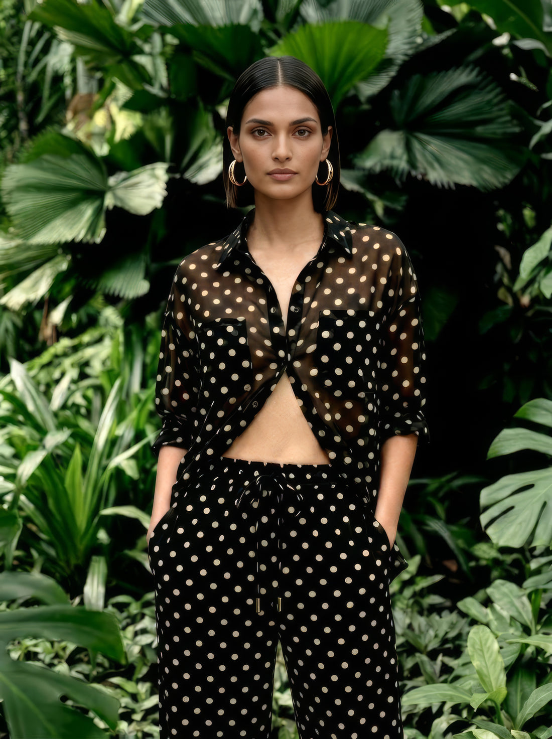 Georgette Sheer Shirt - Noir Dot