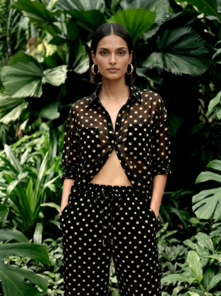 Georgette Sheer Shirt - Noir Dot