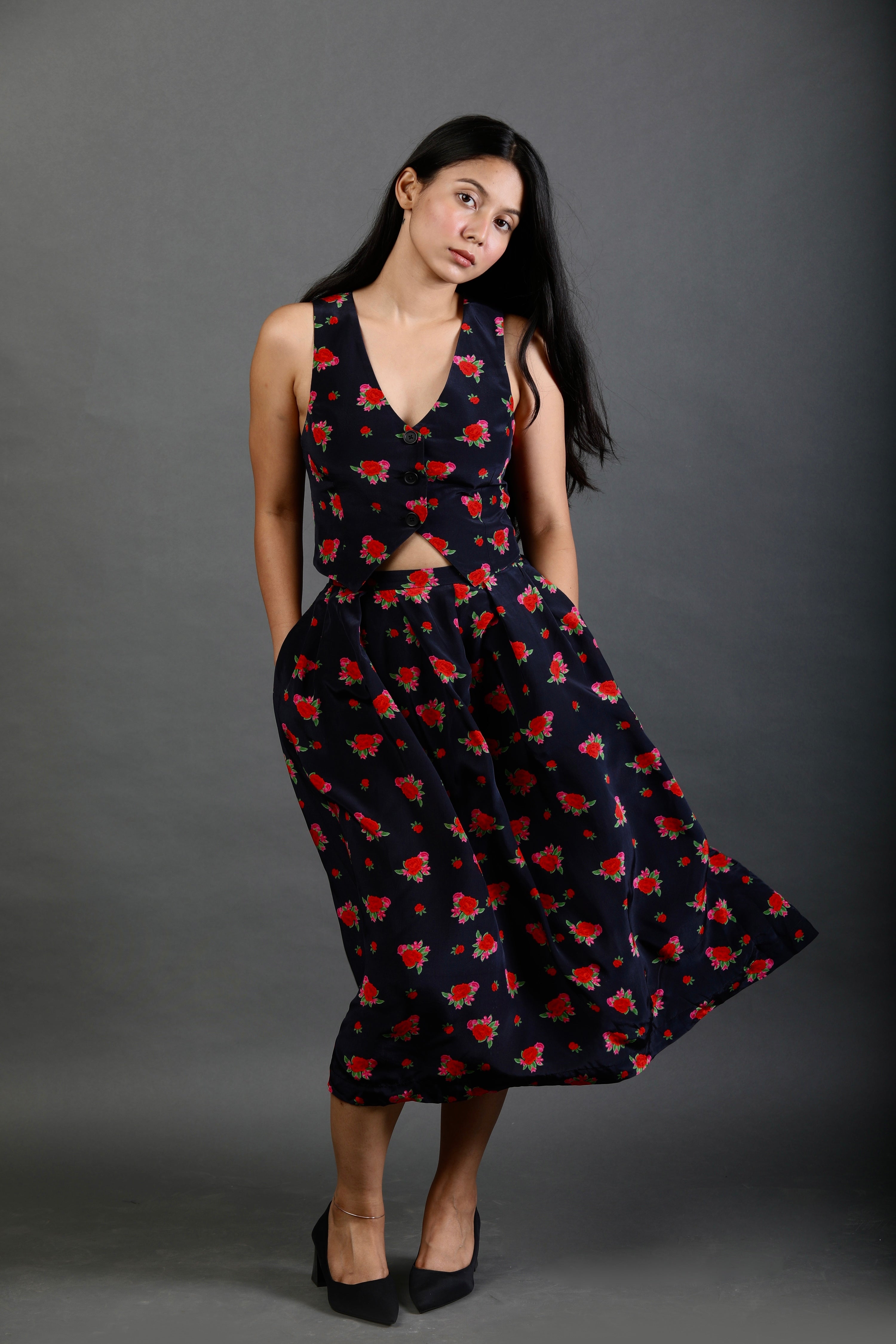 Tailored Waist Coat - Rose Bloom-izsi-IZSI