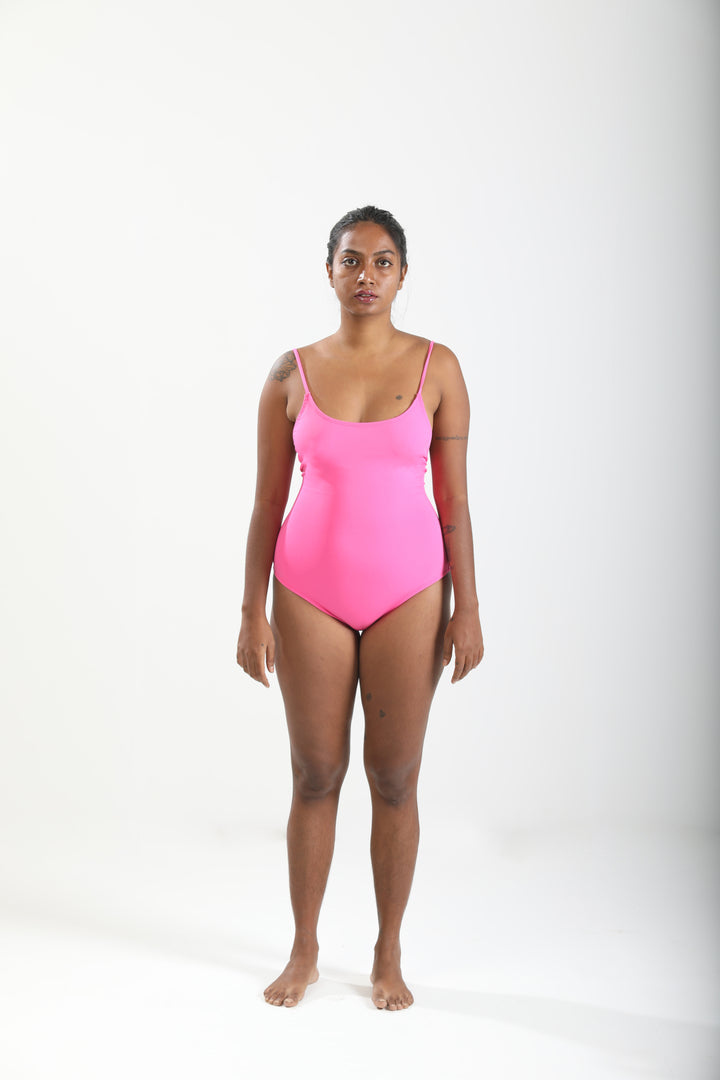 Low Back One Piece Swimsuit - Pink