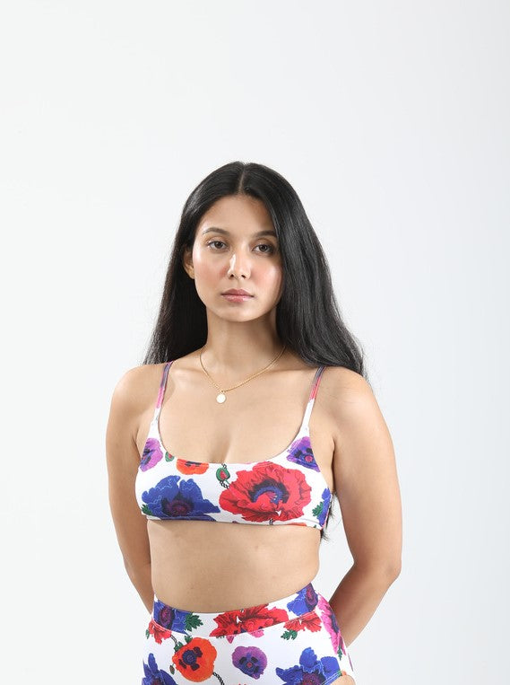 Bandeau Bikini Top - Poppy White-Swimwear-izsi-IZSI