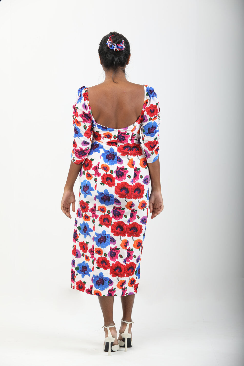 Waist Cinching Dress - Poppy White