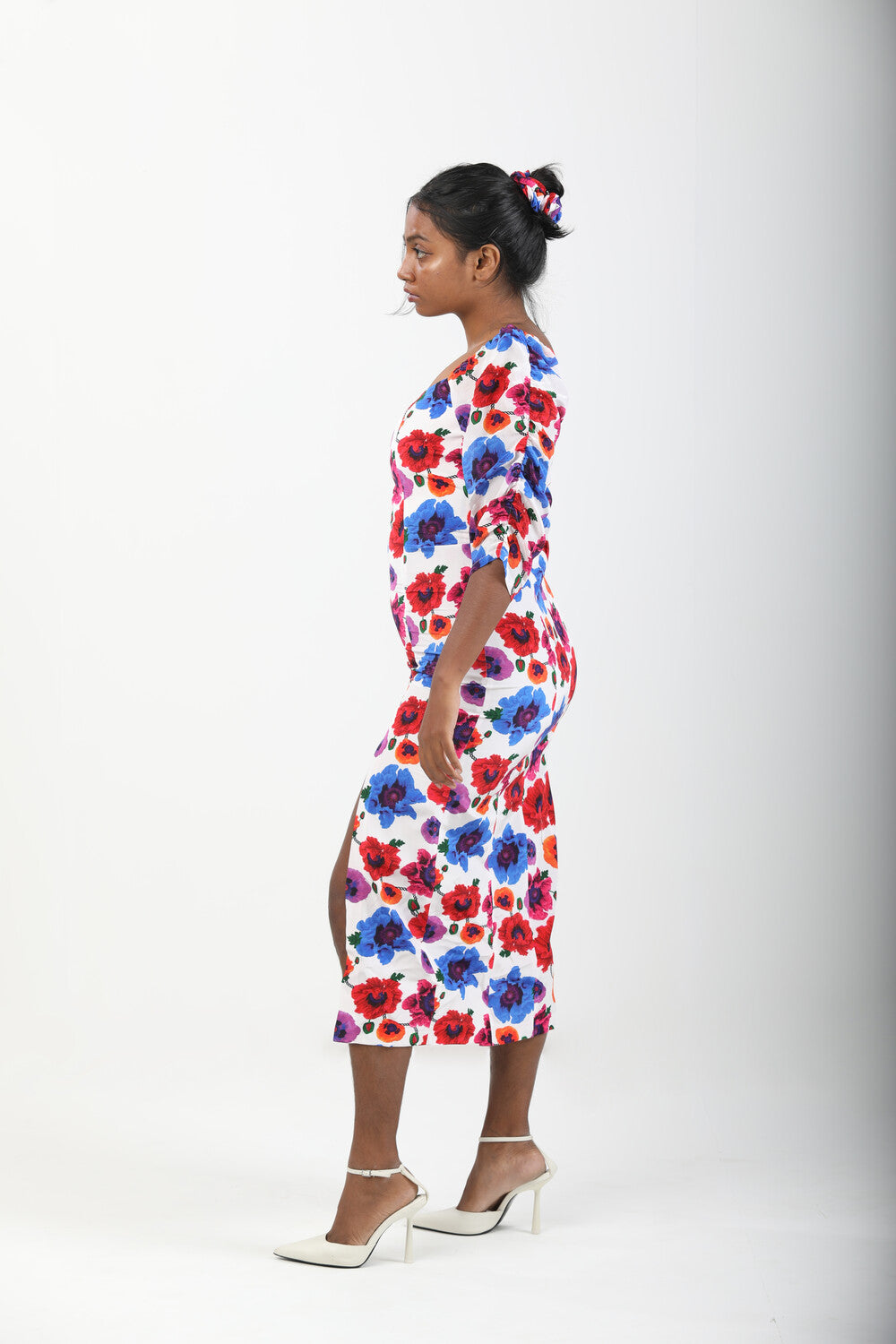 Waist Cinching Dress - Poppy White