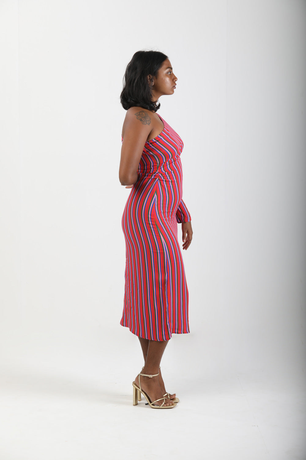 One Shoulder Dress - Candy Stripes