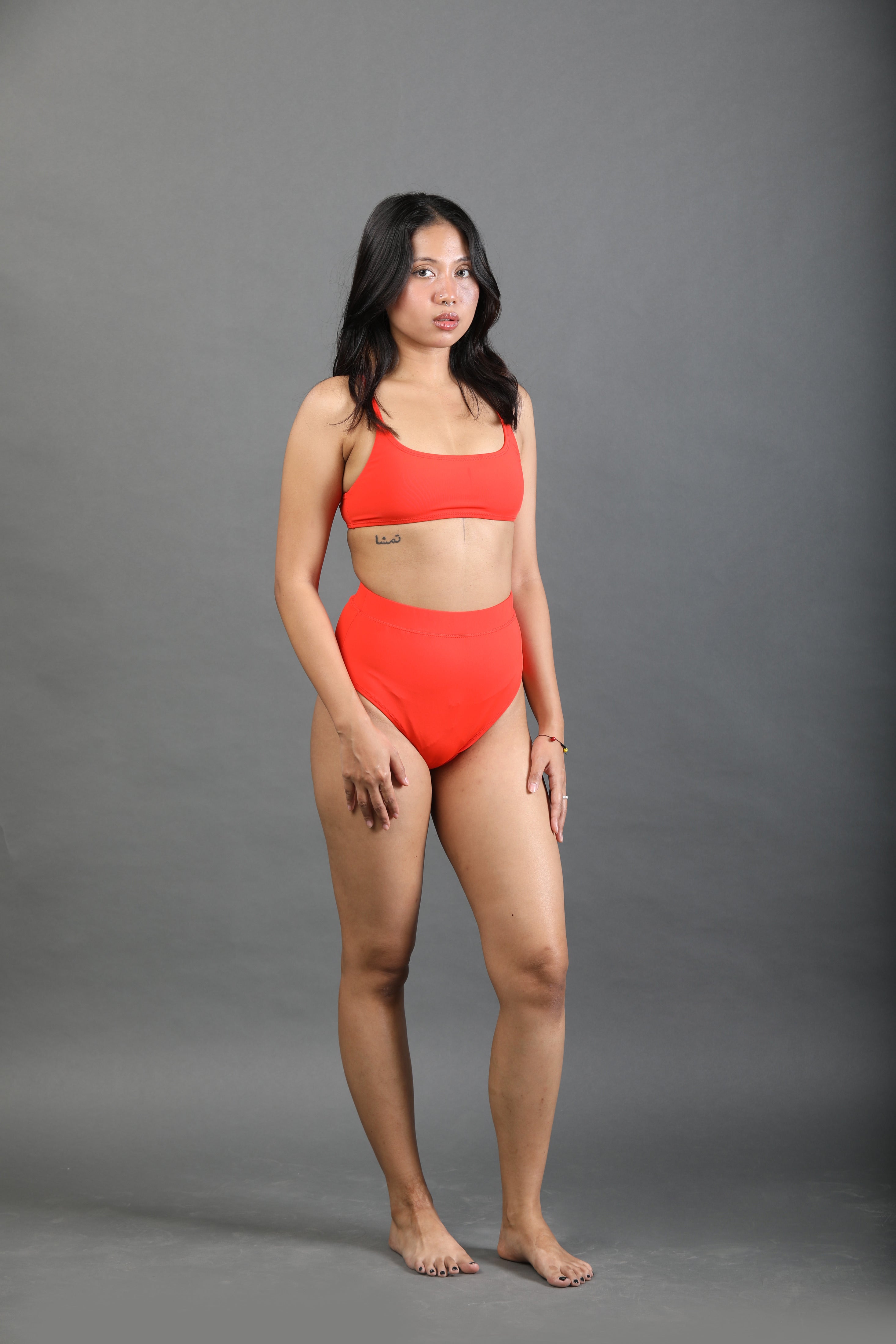 High Waist Bikini Bottom - Orange