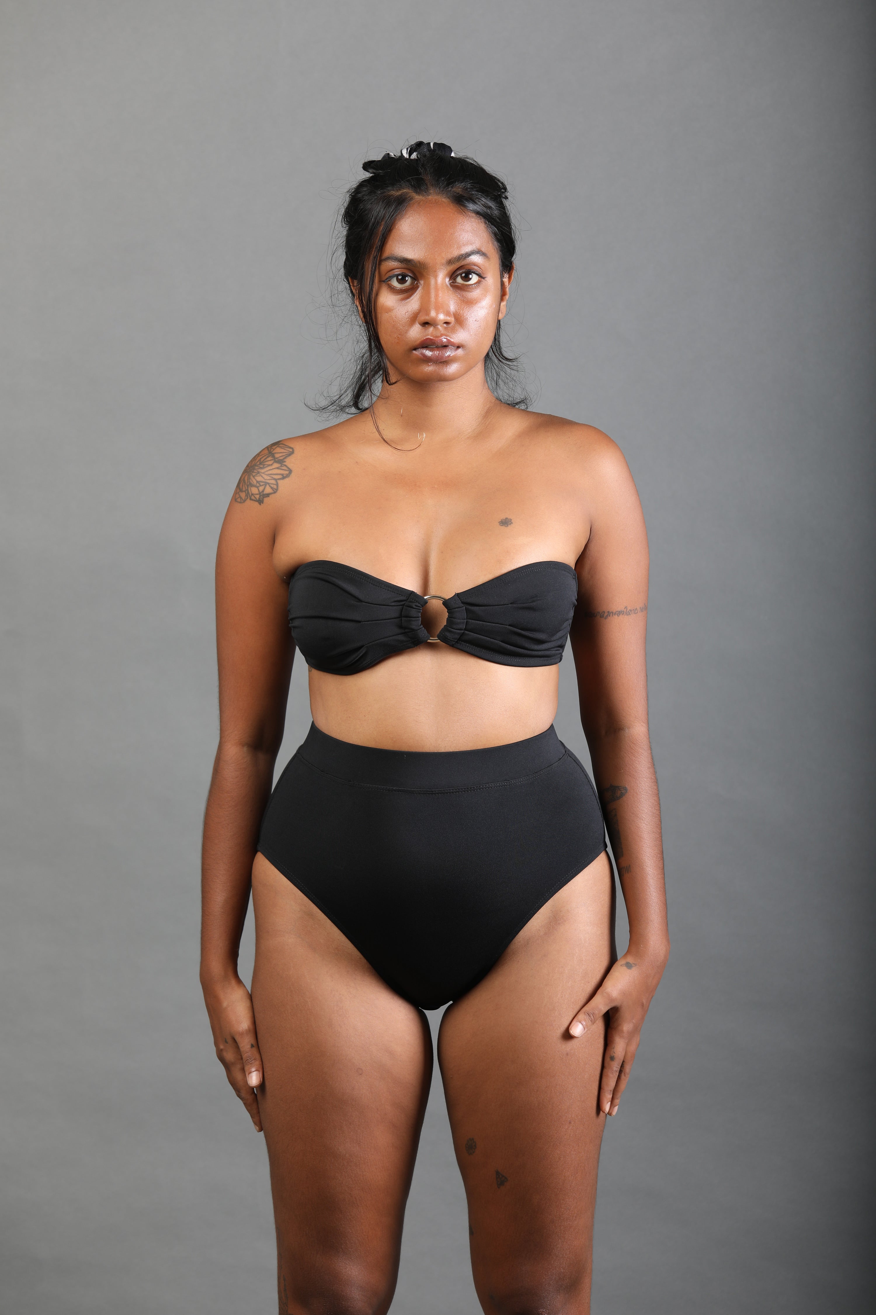 High Waist Bikini Bottom - Black