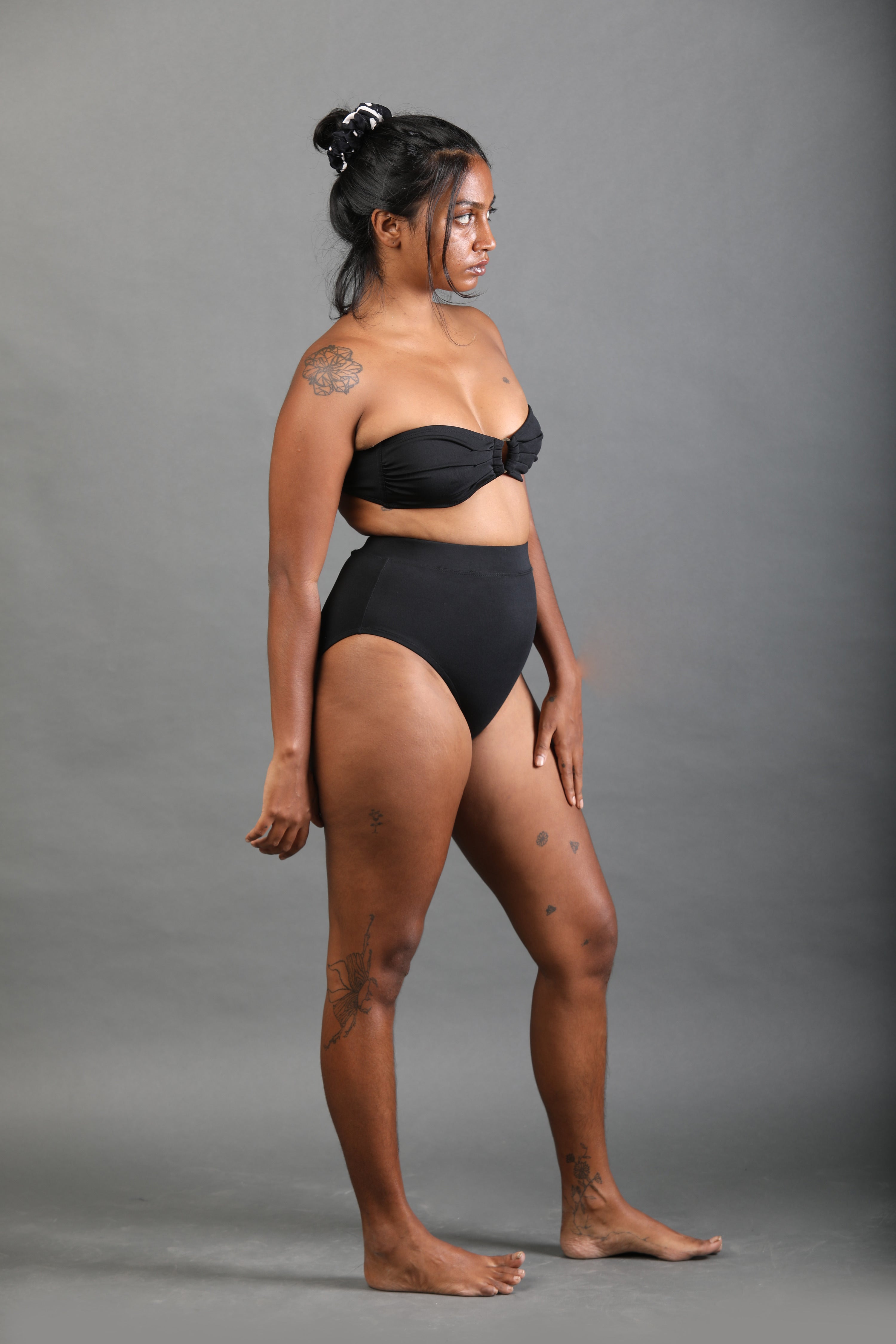 High Waist Bikini Bottom - Black