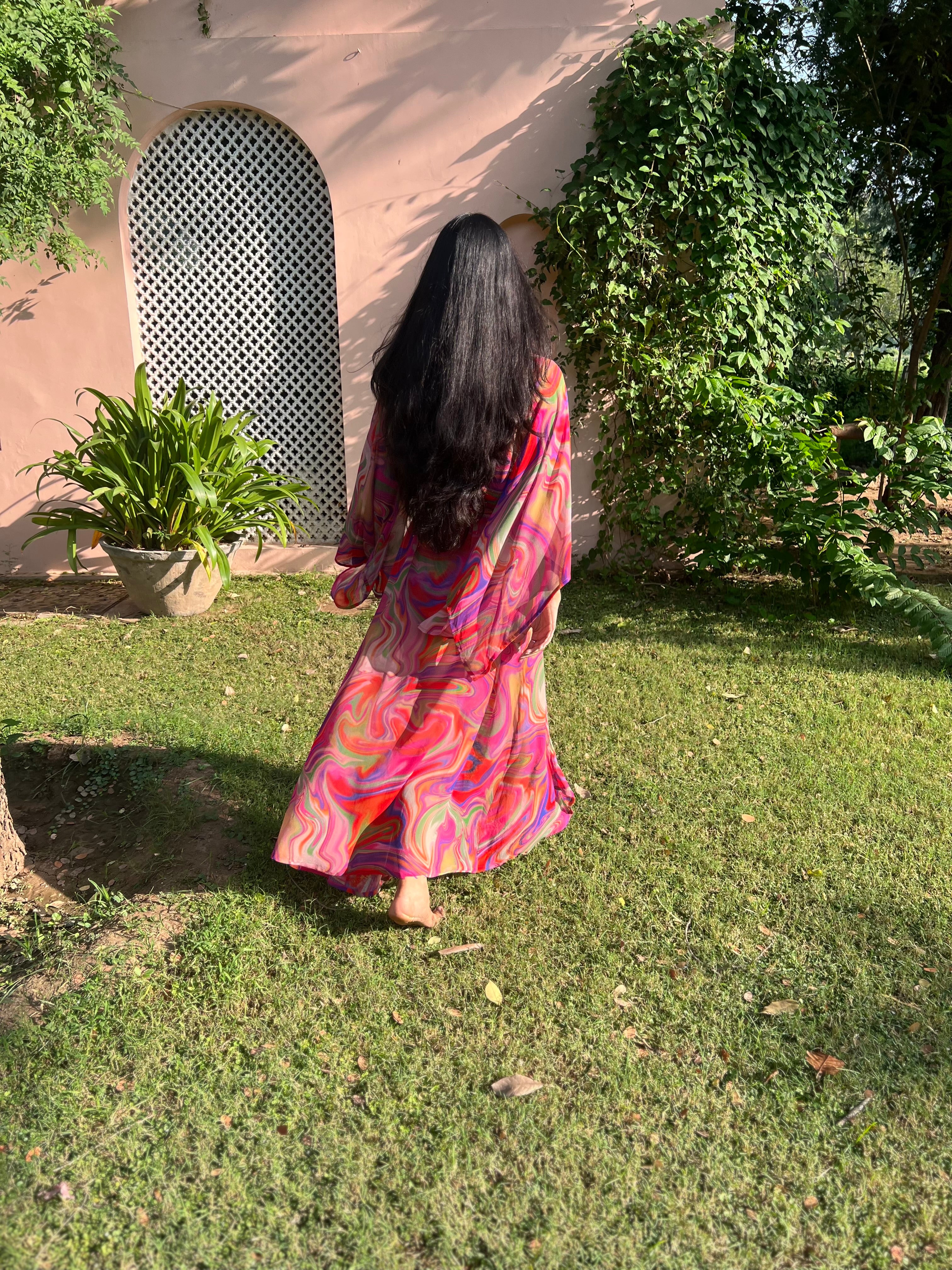 Kaftan with Butterfly Sleeves - Candy Wave