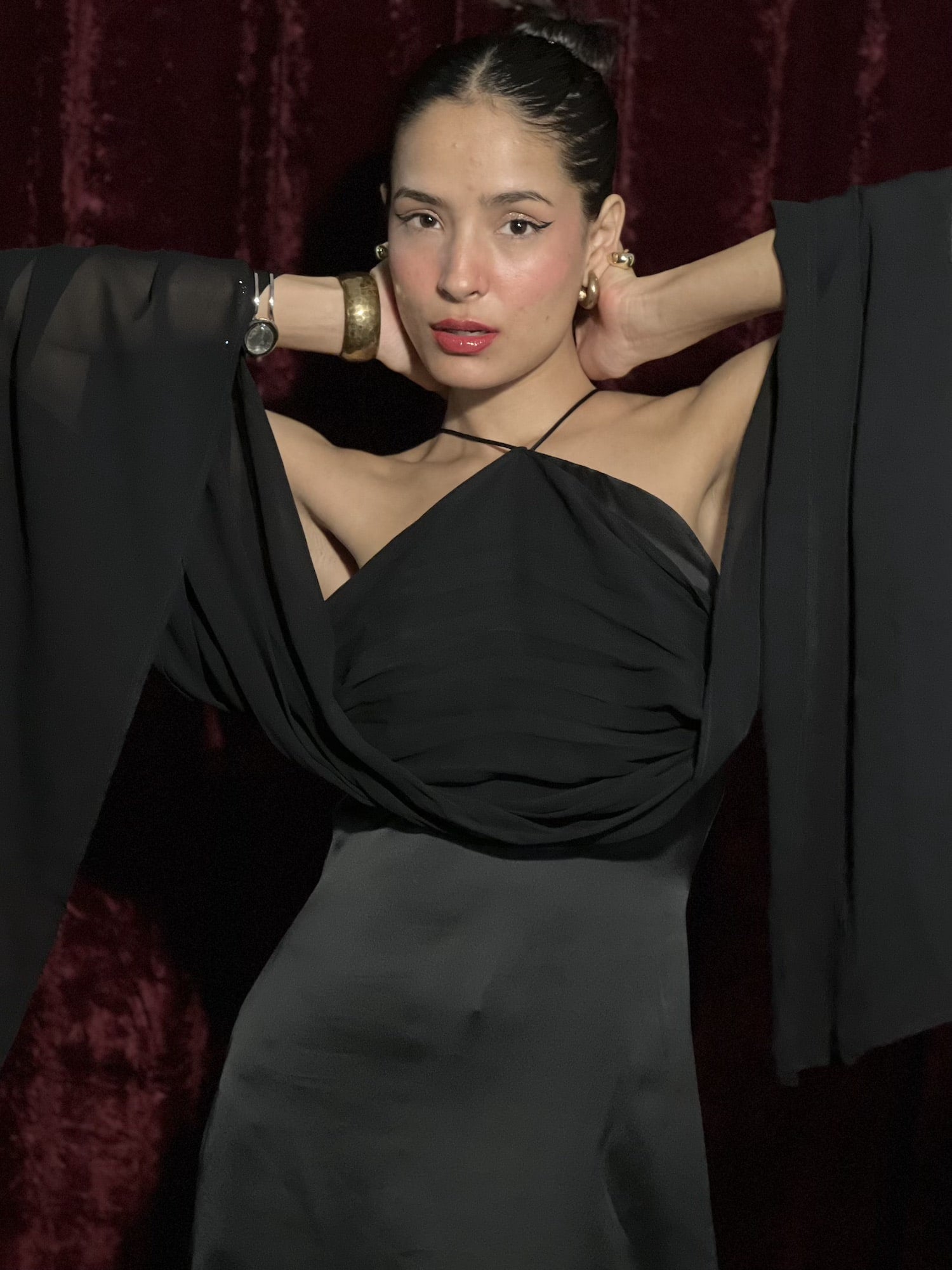 Long Dress with Trail - Black