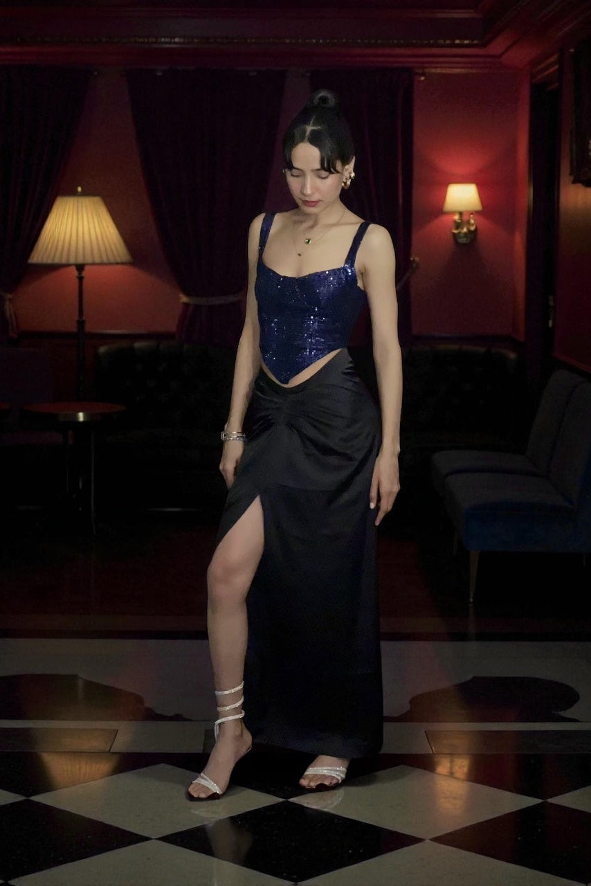 Waist Defining Sarong Skirt - Black