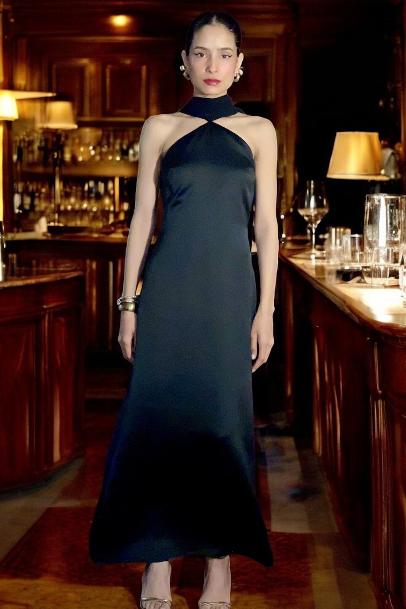 Long Dress with Trail - Black