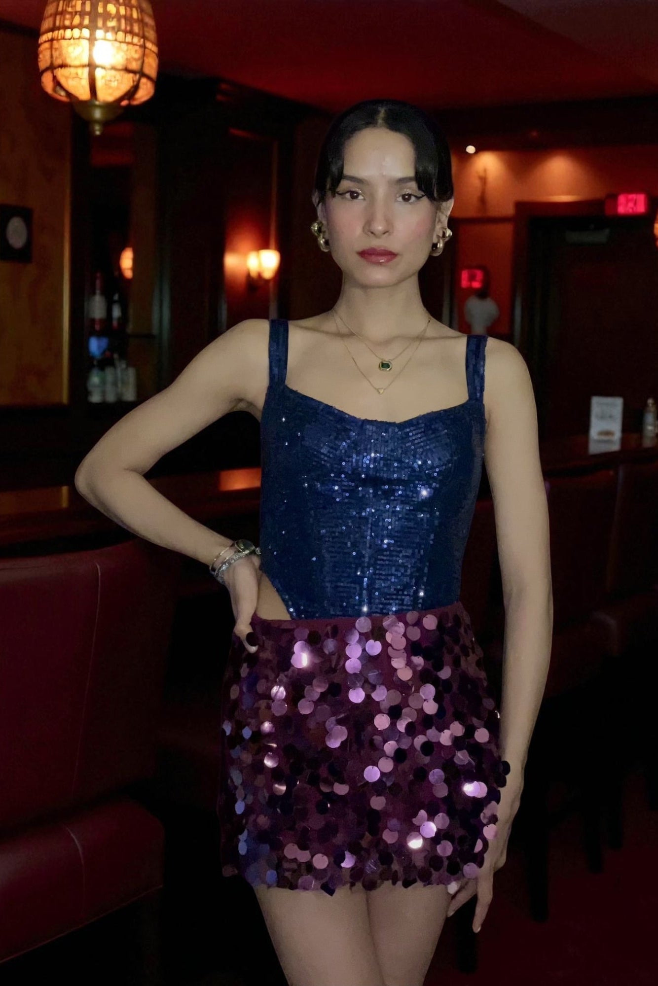 Sequin Corset Top - Blue