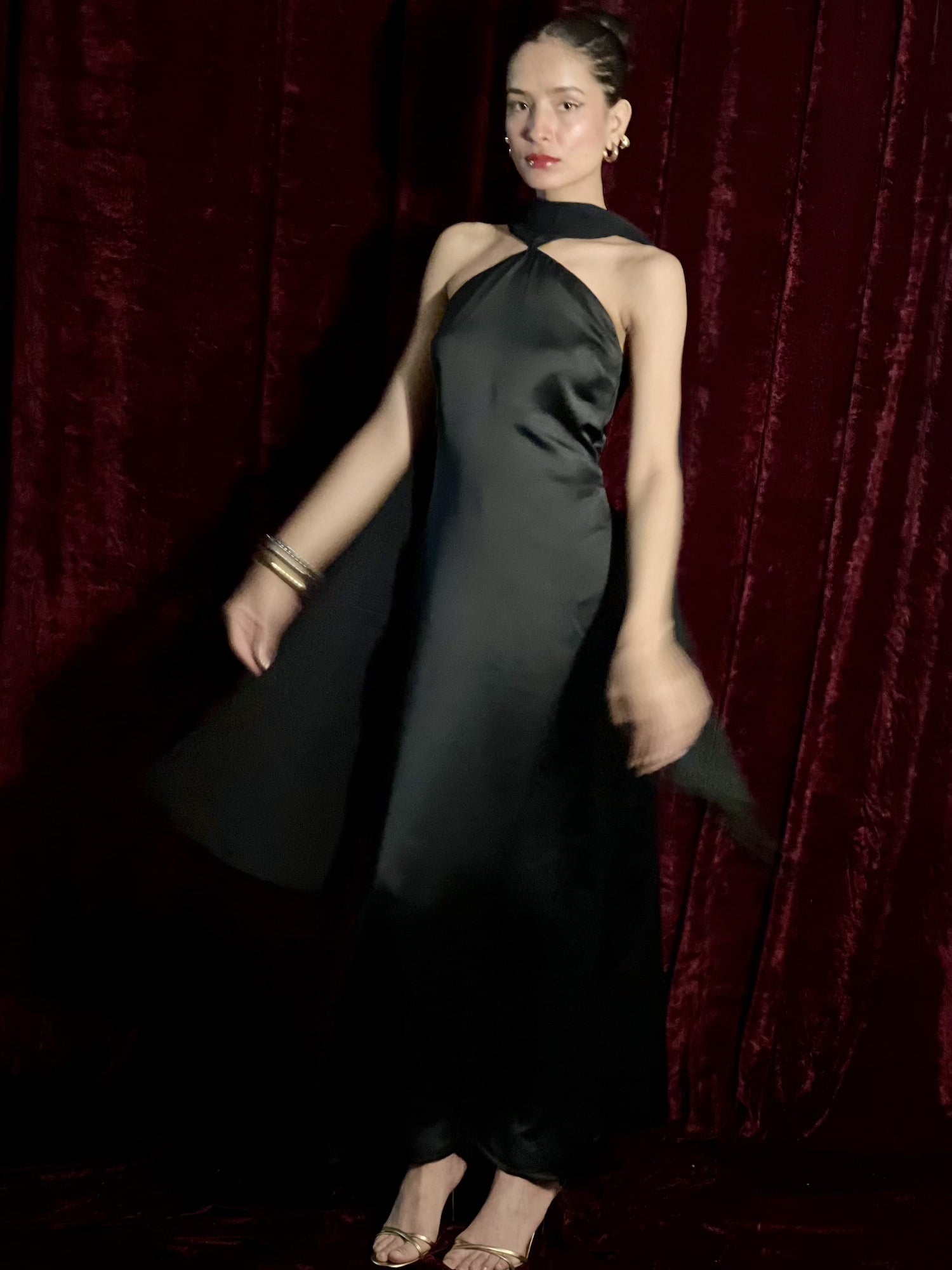 Long Dress with Trail - Black