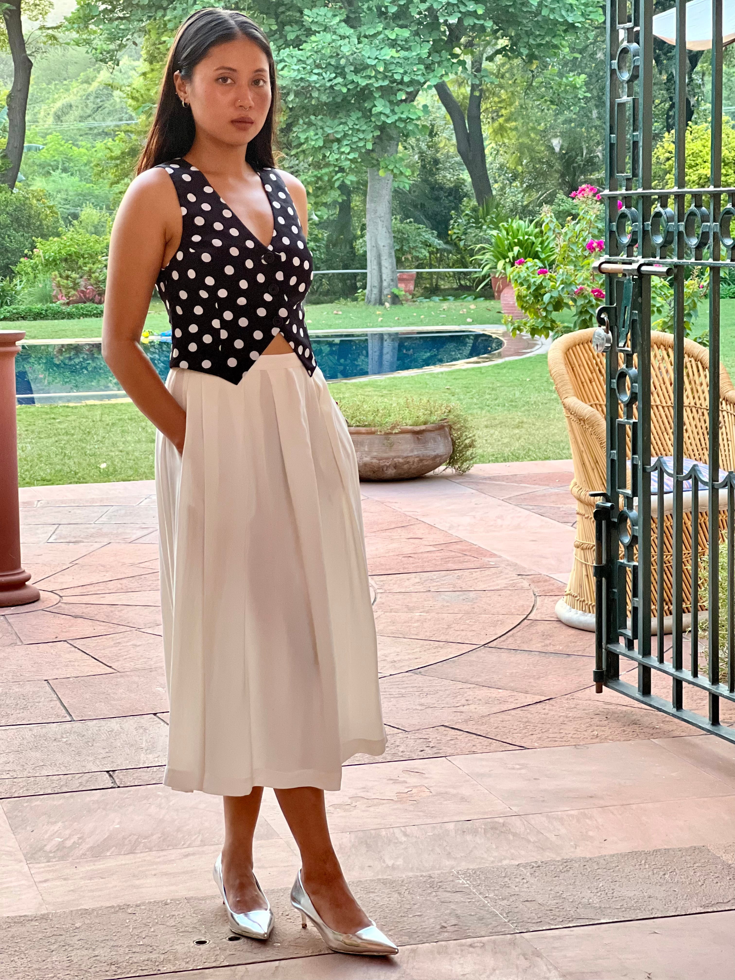 Pleated Skirt with Pockets - White-izsi-IZSI