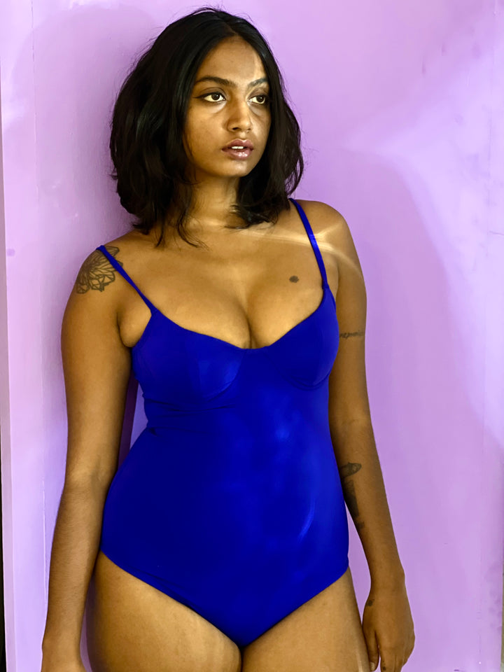 Underwired and Padded One Piece Swimsuit- Royal Blue