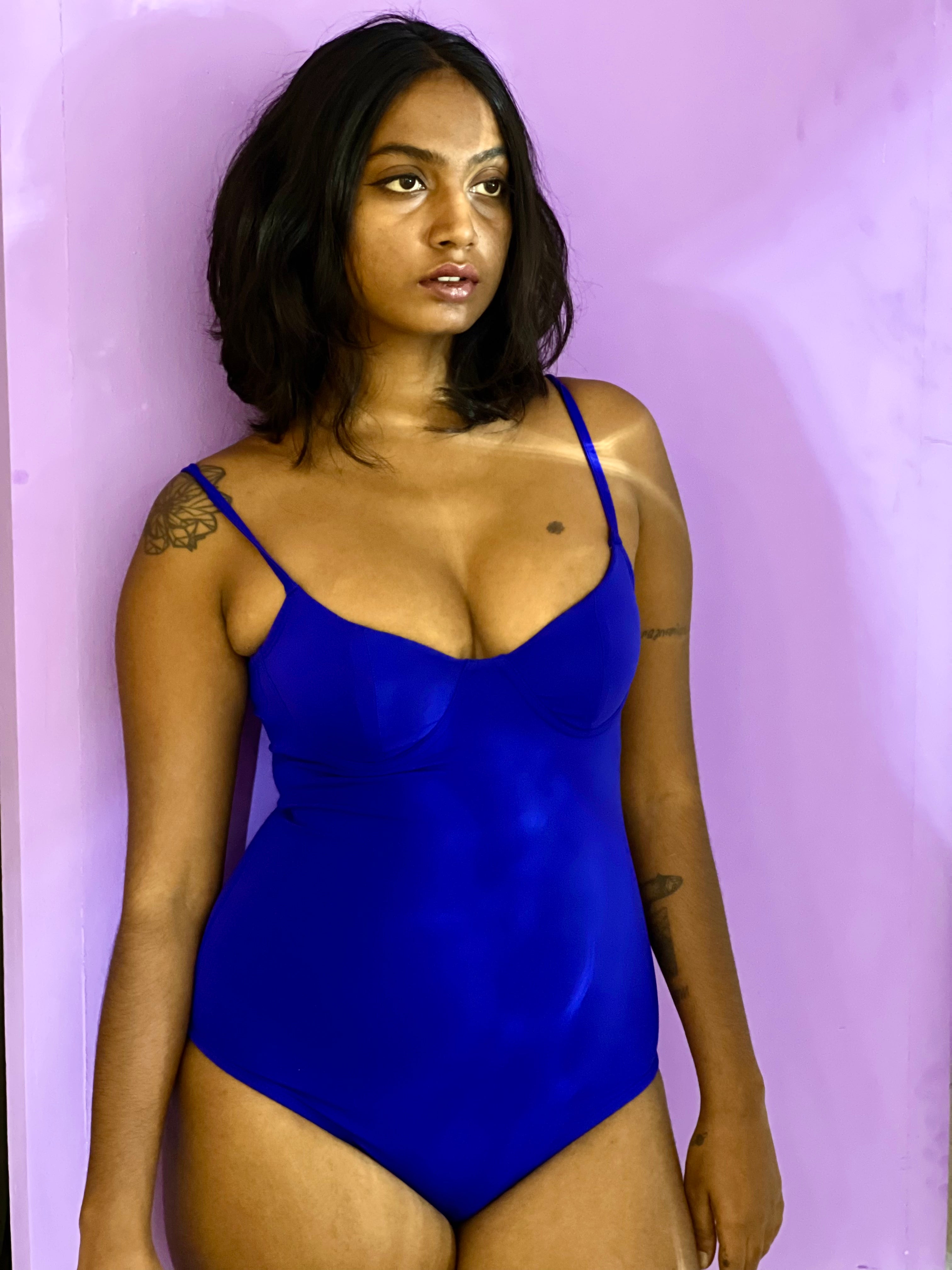 Underwired and Padded One Piece Swimsuit- Royal Blue-Swimwear-izsi-IZSI