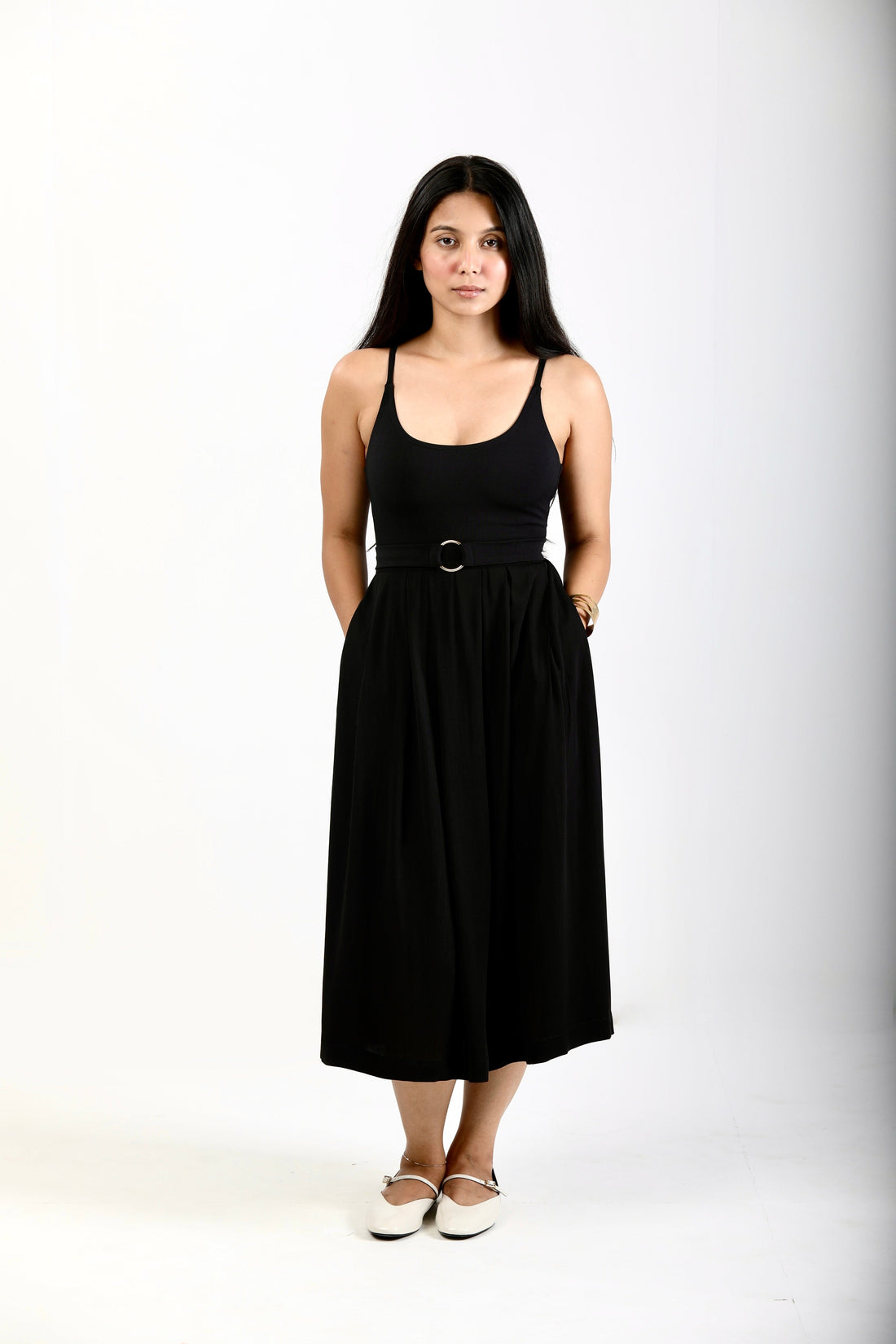 Pleated Skirt with Pockets - Black