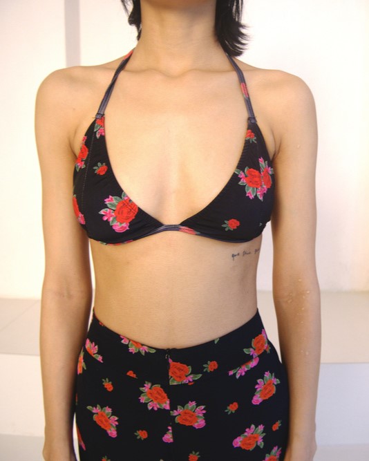 Triangle Bikini Top with Fixed Cups - Rose Bloom