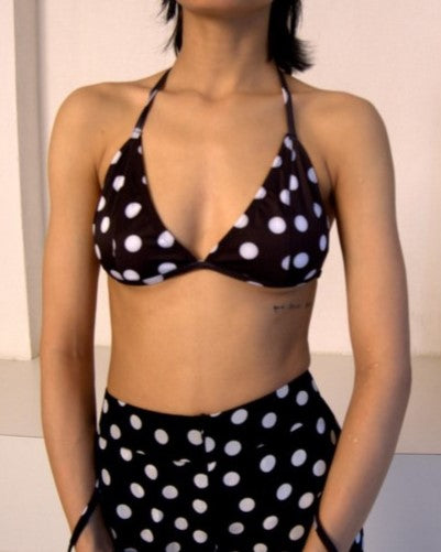 Triangle Bikini Top with Fixed Cups - Noir Dot