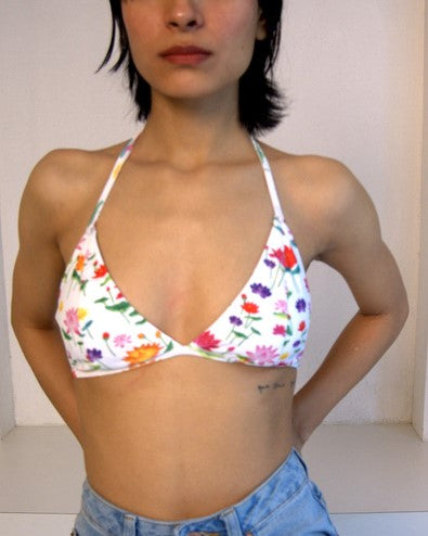 Triangle Bikini Top with Fixed Cups - Lotus Sky