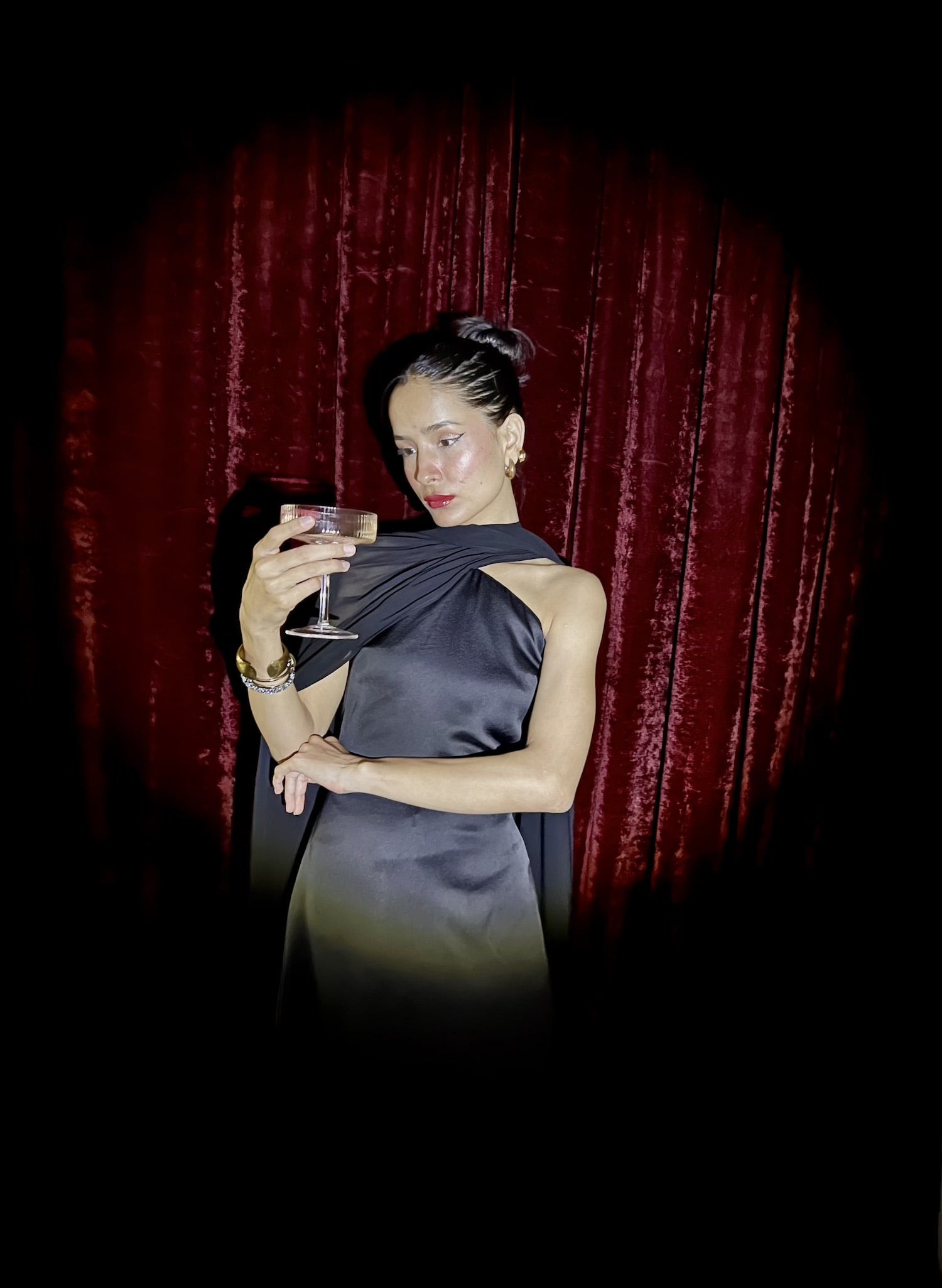 Long Dress with Trail - Black