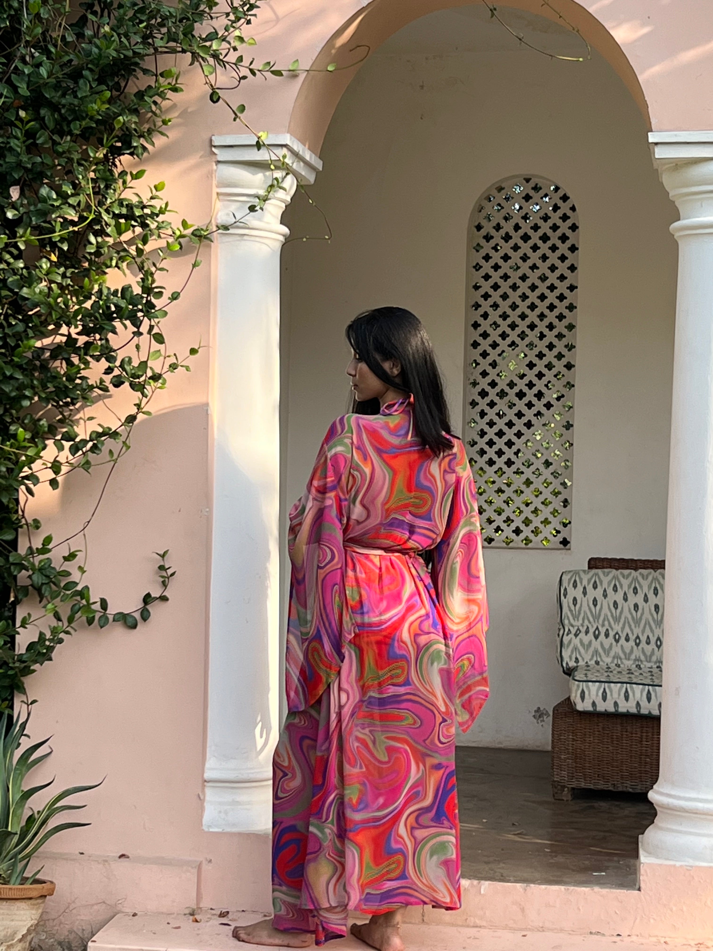 Kaftan with Butterfly Sleeves - Candy Wave