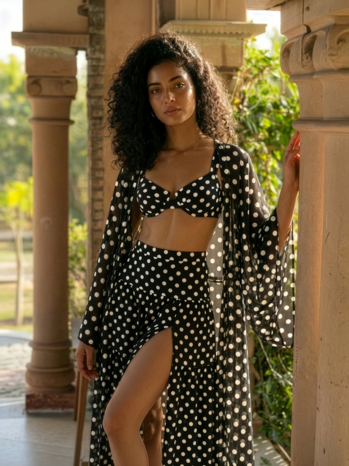Balconette Underwired Bikini Top - Noir Dot