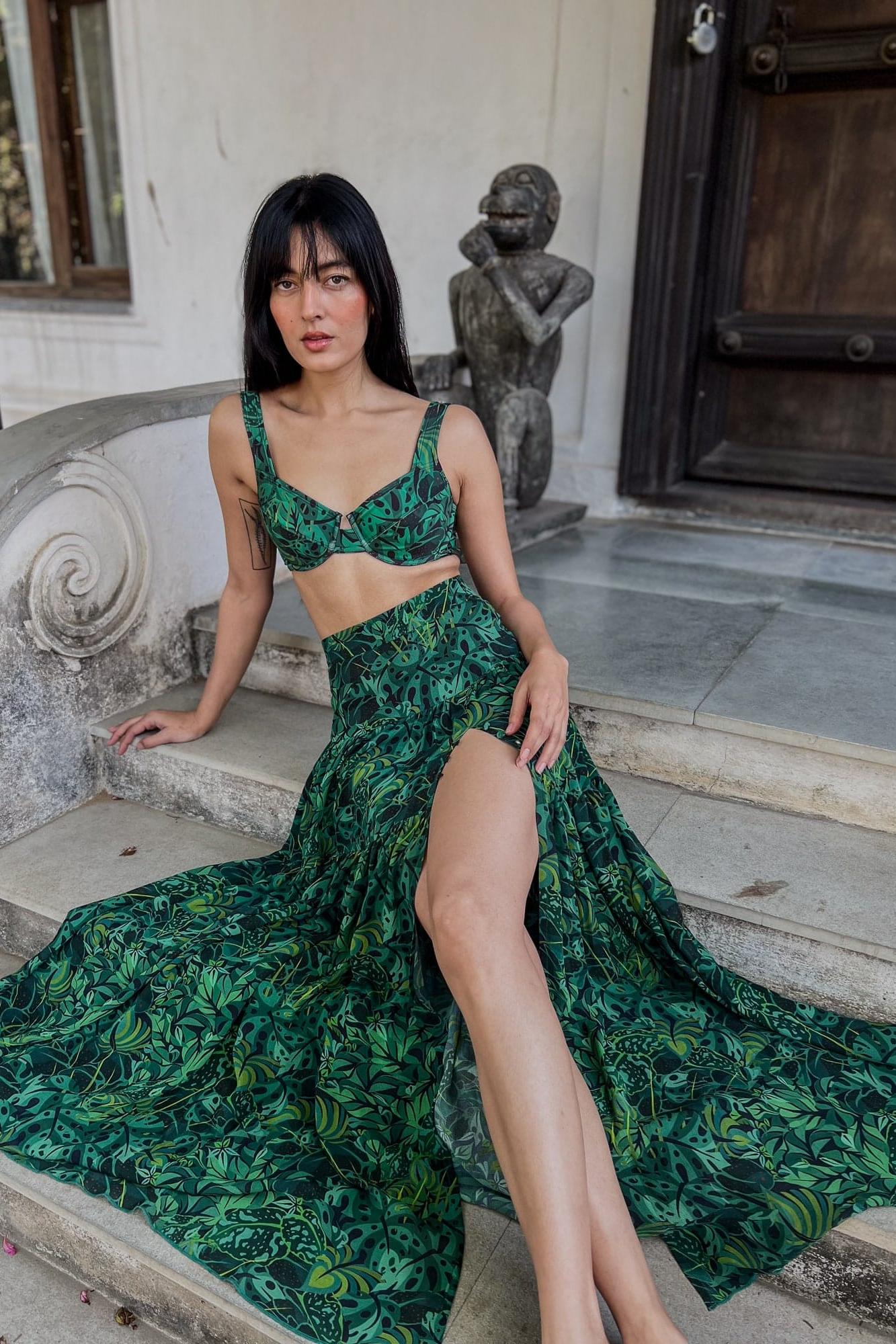 Long Skirt - Emerald Jungle-Resortwear-izsi-IZSI