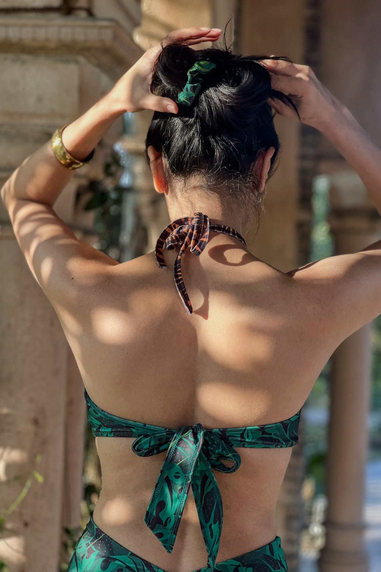 Ring Bikini Top With Removable Halter Straps - Emerald Jungle