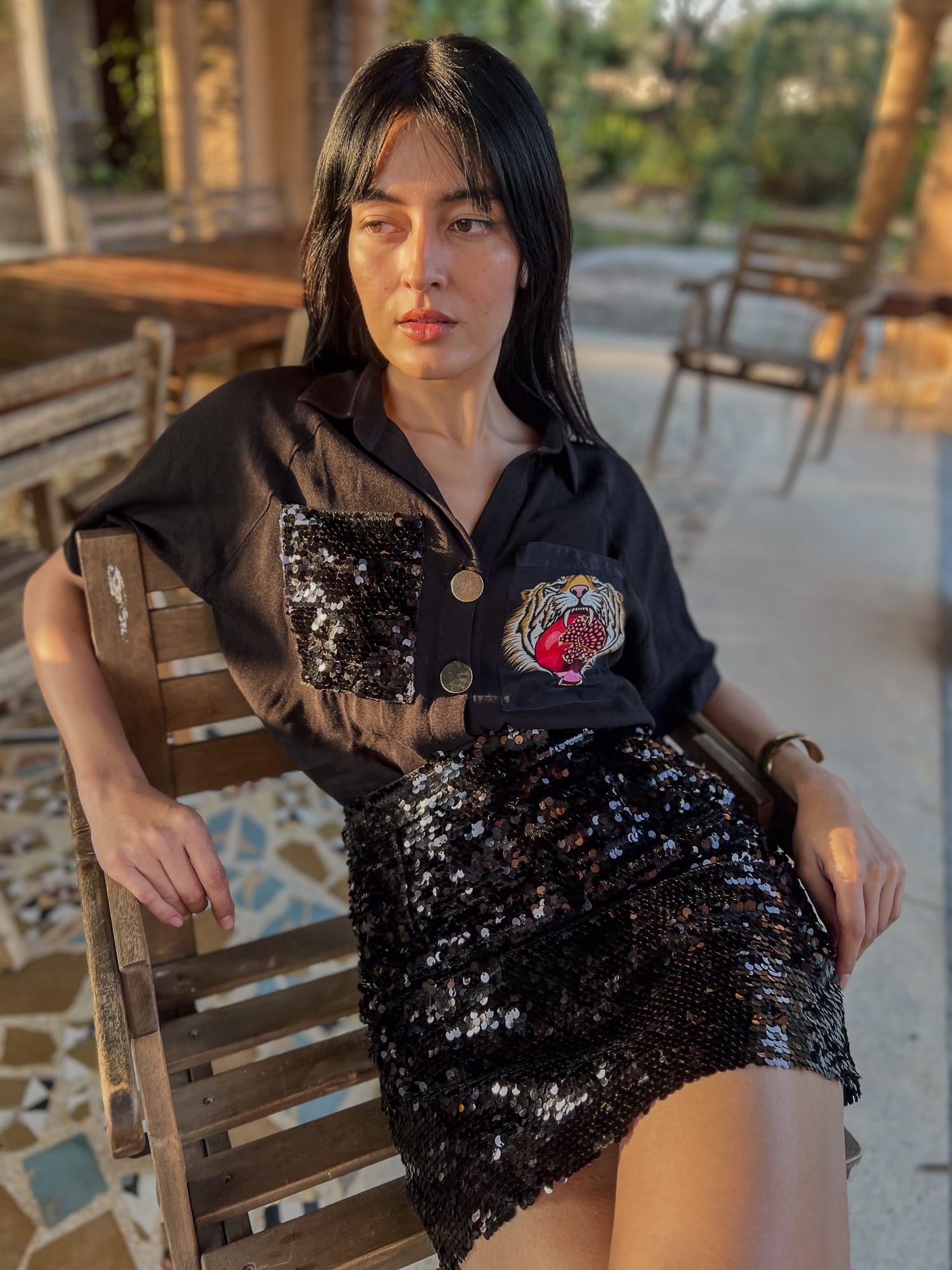 Skirt - Black Sequin-Resortwear-izsi-IZSI