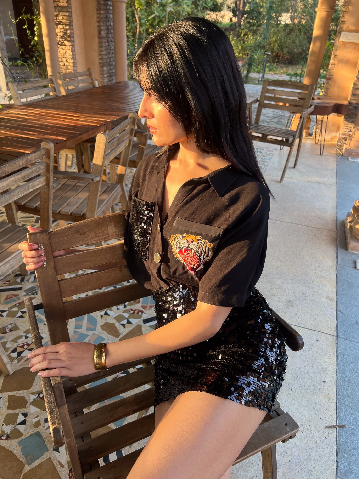 Skirt - Black Sequin