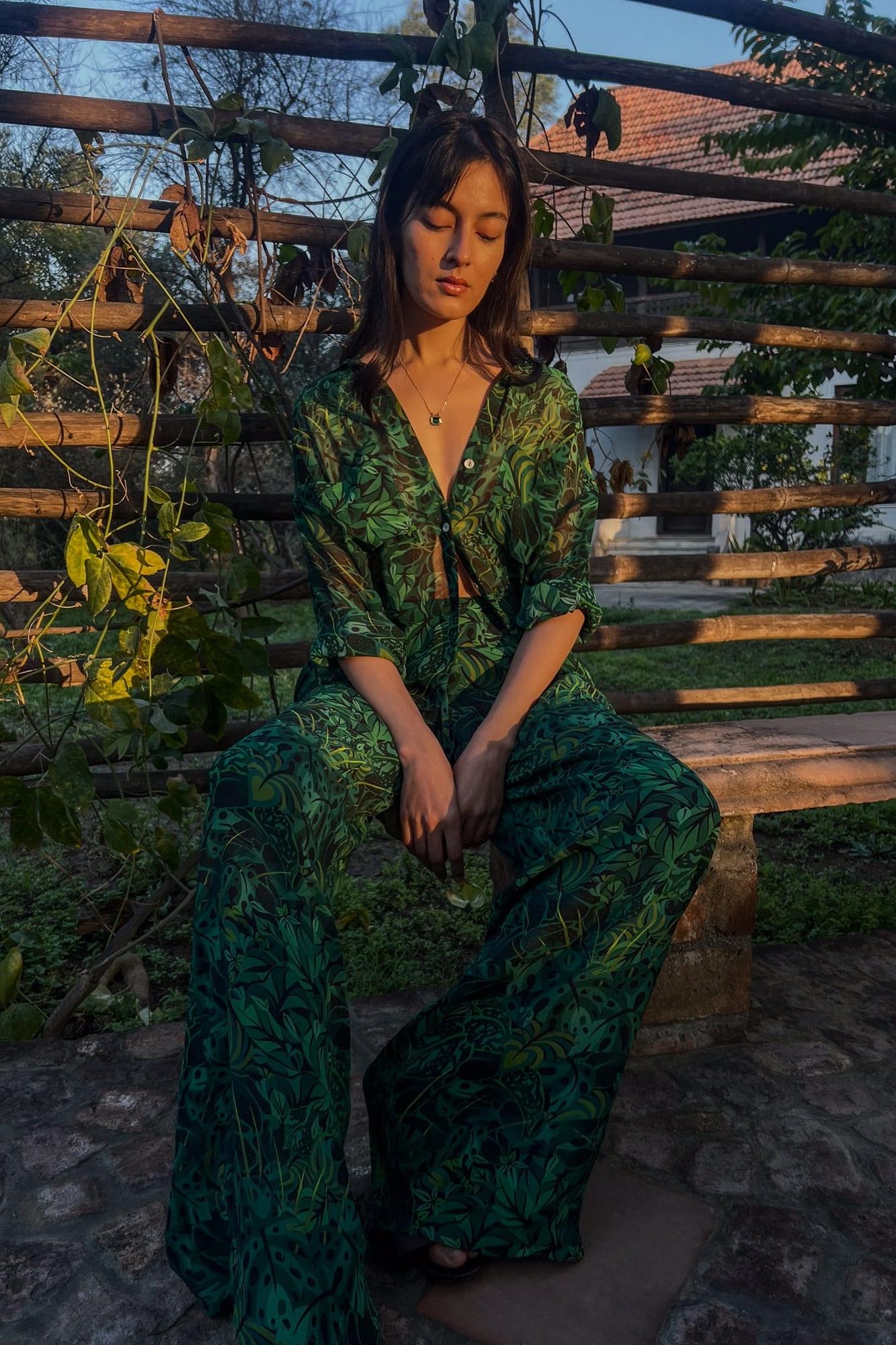 Lounge Trousers - Emerald Jungle-Resortwear-izsi-IZSI