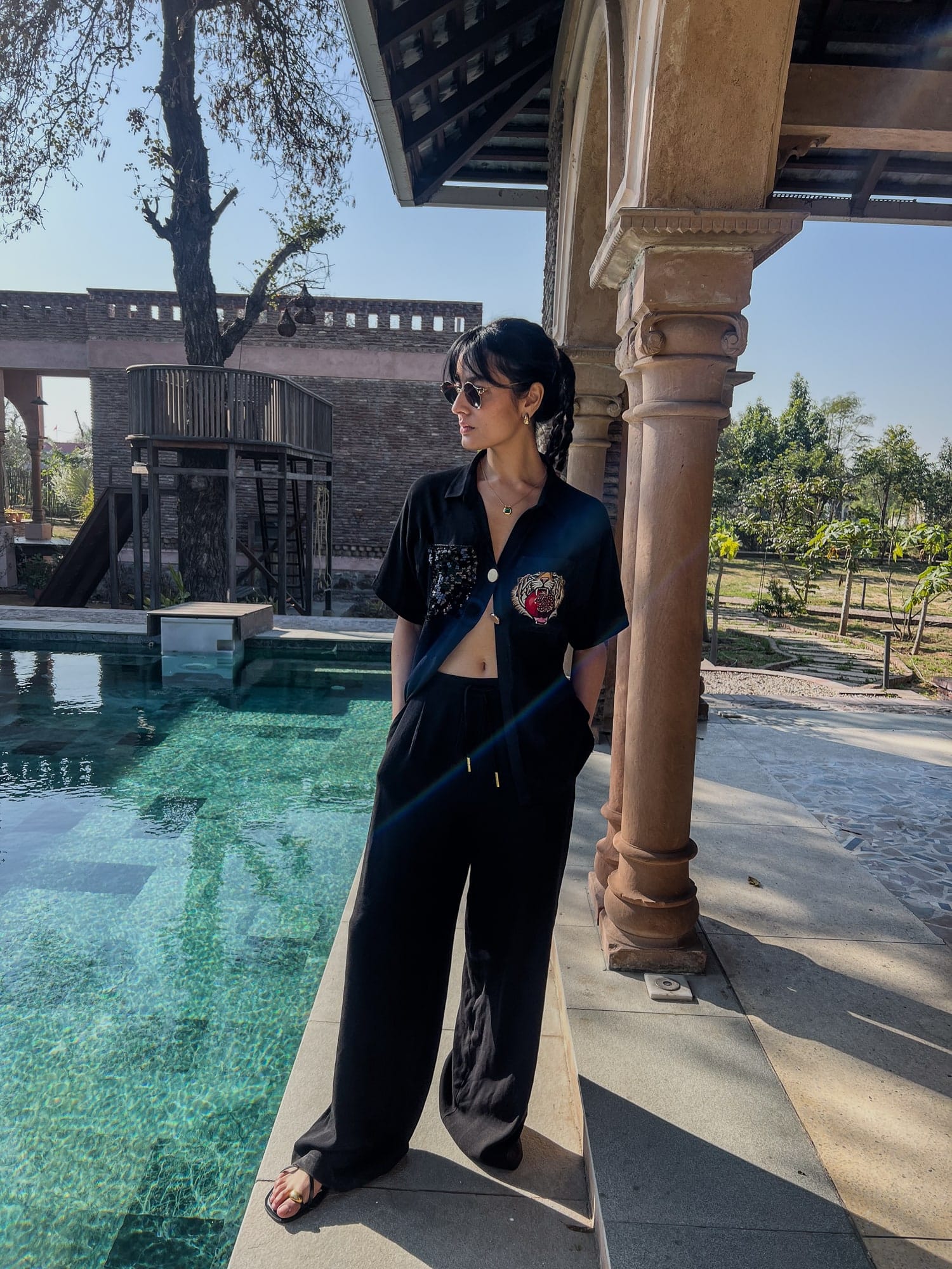 Black Lounge Trousers-Resortwear-izsi-IZSI