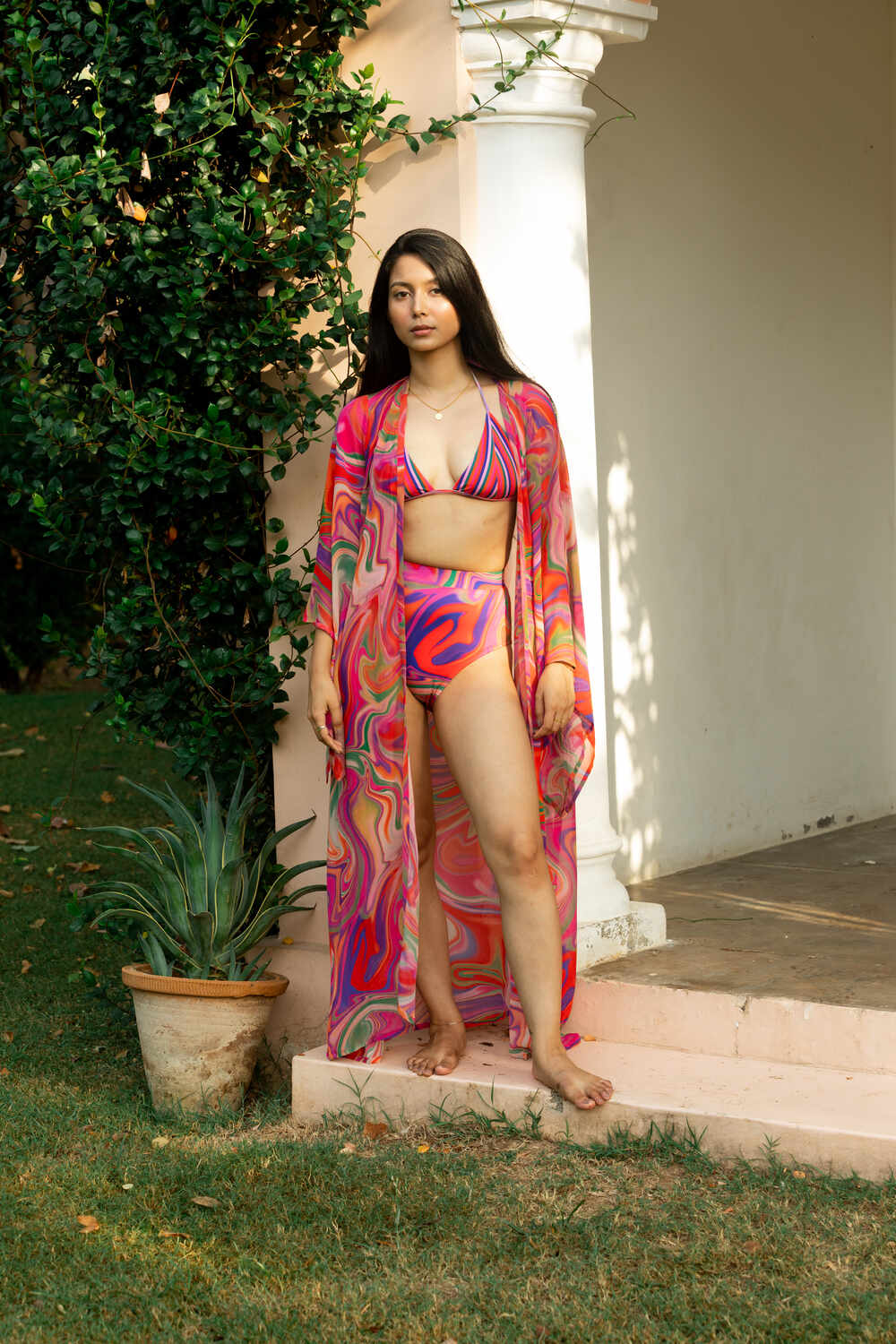 Kaftan with Butterfly Sleeves - Candy Wave-Resortwear-izsi-IZSI