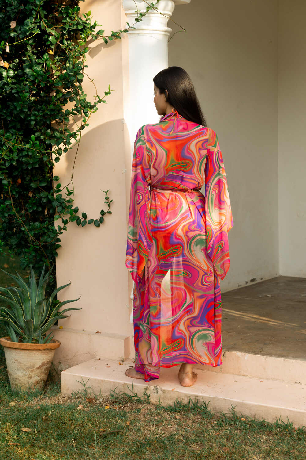 Kaftan with Butterfly Sleeves - Candy Wave