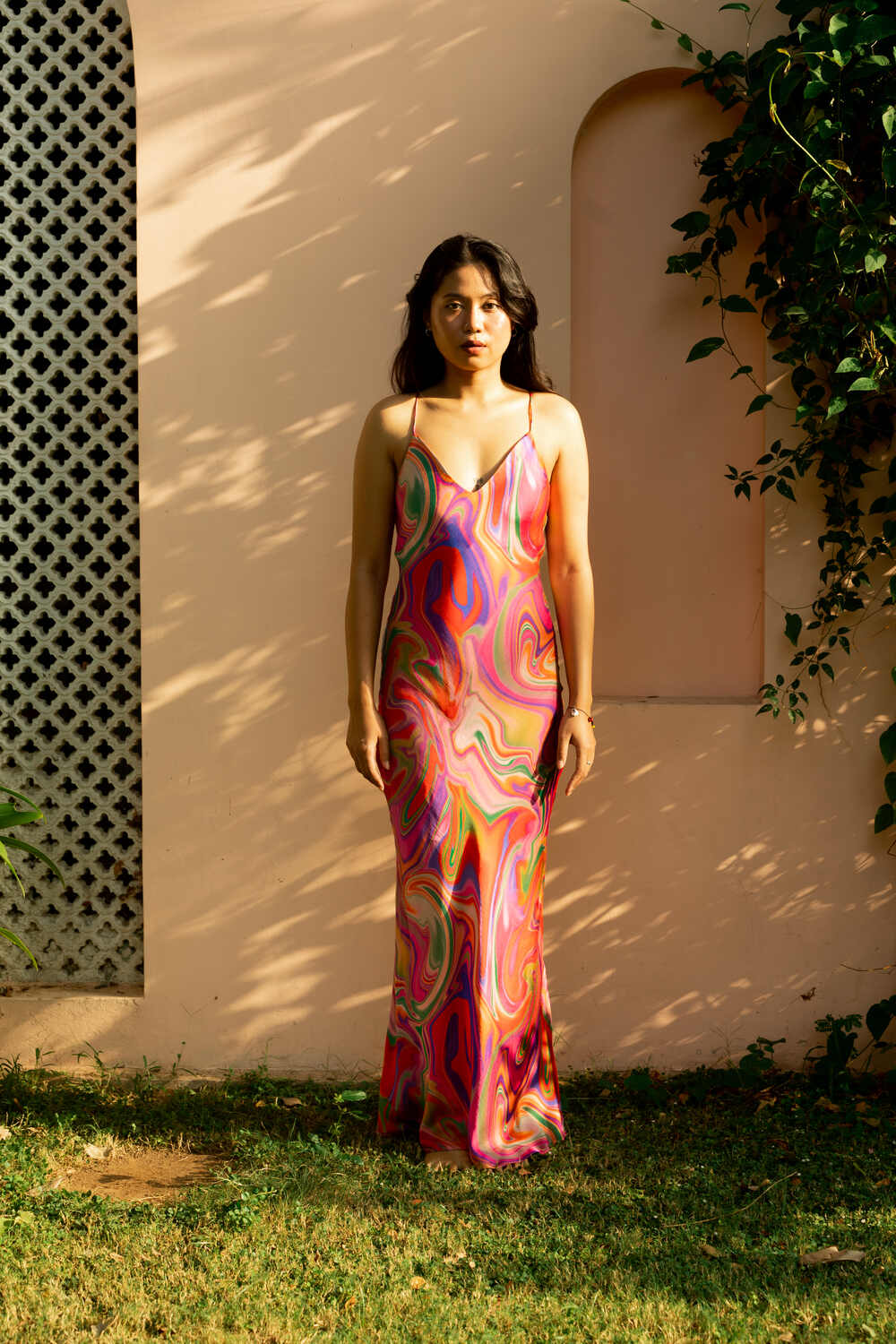 Satin Slip Dress - Candy Wave