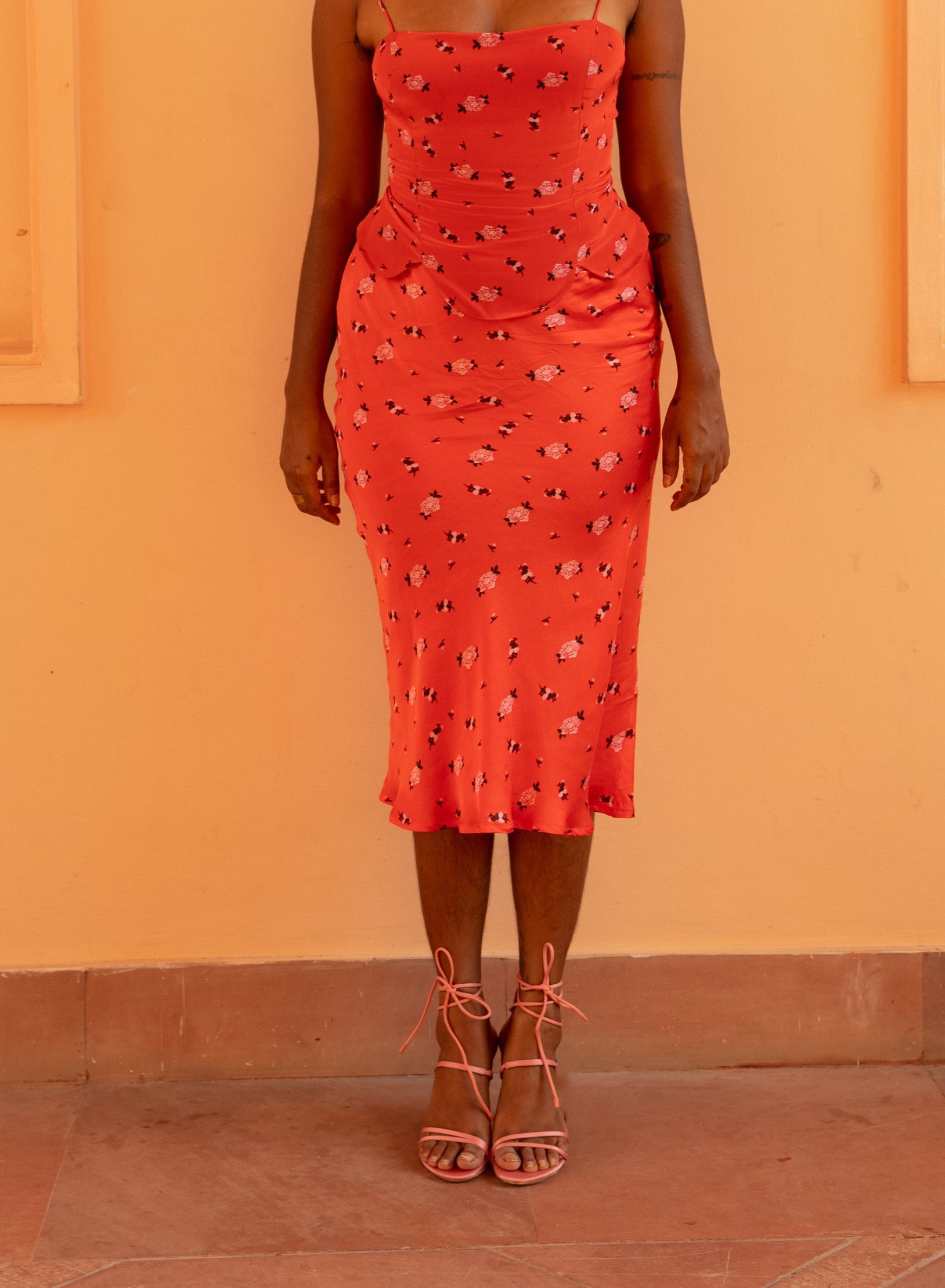 Slink Midi Skirt - Carnations-izsi-IZSI